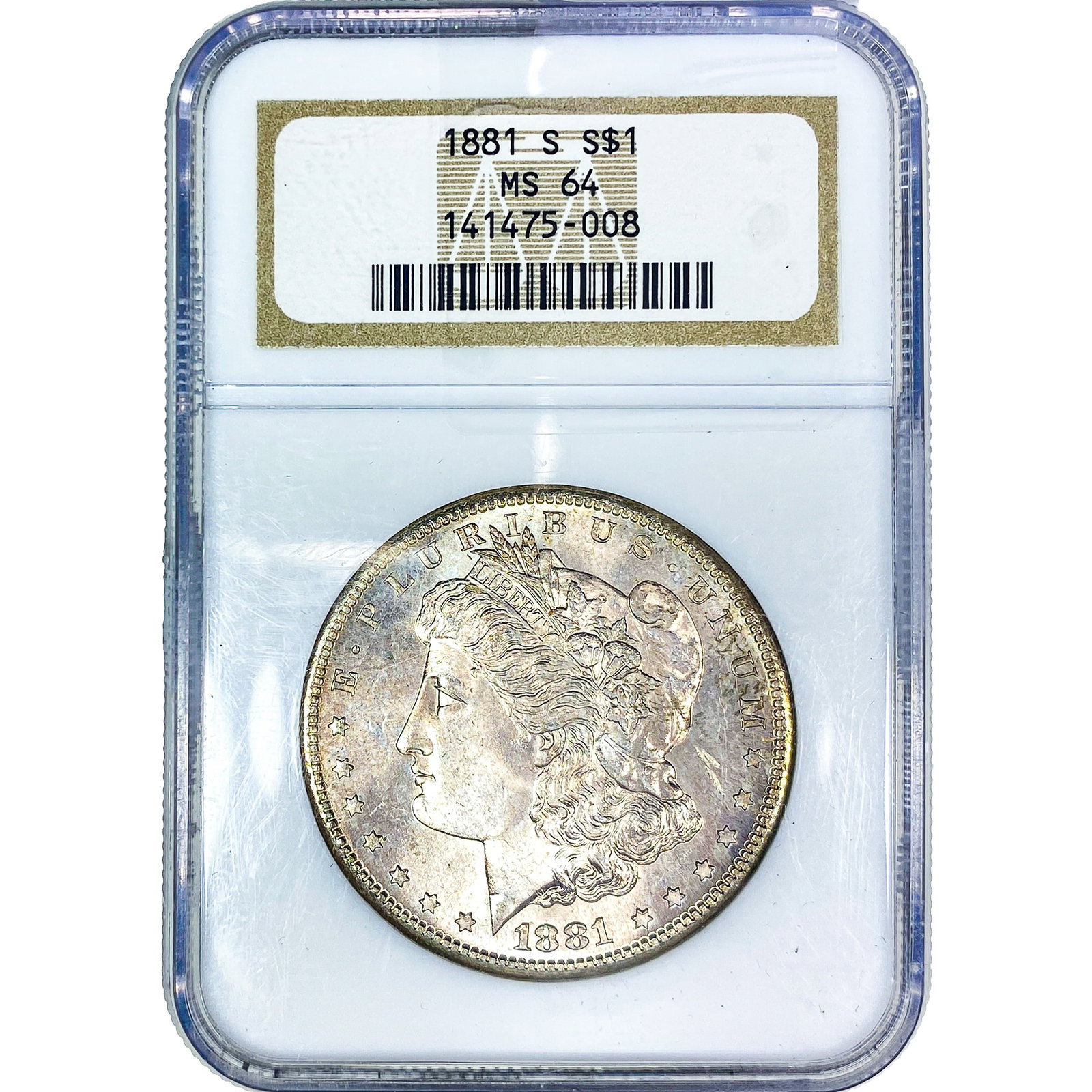 1881-S Morgan Silver Dollar NGC MS64: 1881-S Morgan Silver Dollar NGC MS64