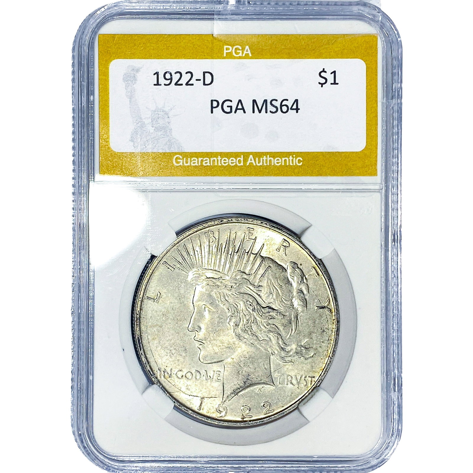1922-D Silver Peace Dollar PGA MS64: 1922-D Silver Peace Dollar PGA MS64