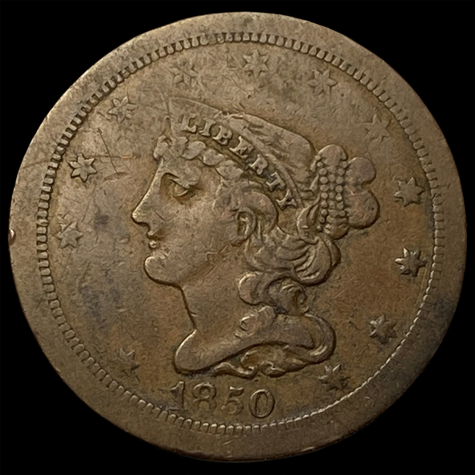 1850 Braided Hair Half Cent NEARLY UNCIRCULATED: 1850 Braided Hair Half Cent NEARLY UNCIRCULATED