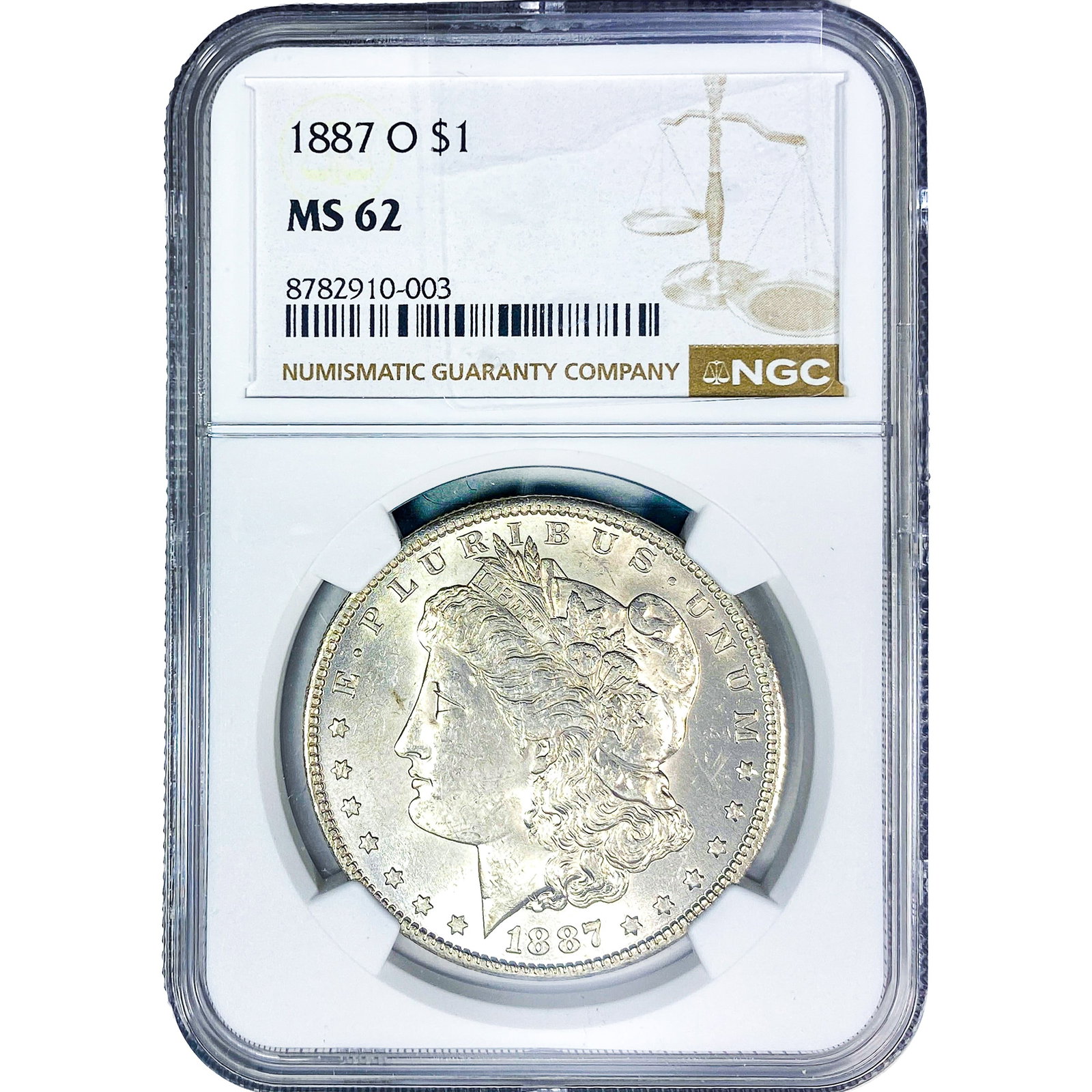 1887-O Morgan Silver Dollar NGC MS62: 1887-O Morgan Silver Dollar NGC MS62