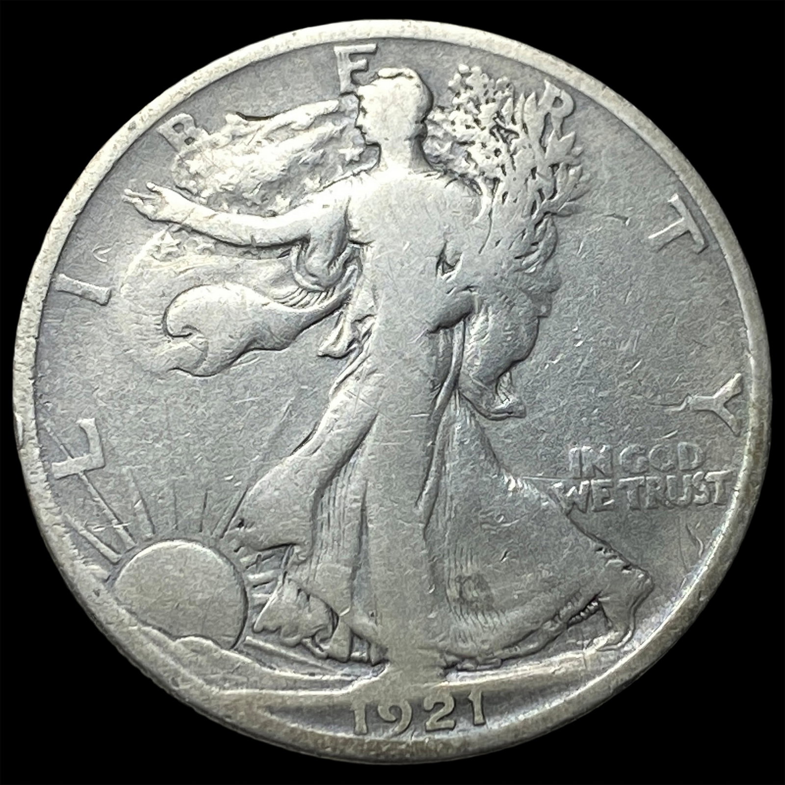 1921-S Silver Walking Liberty Half Dollar LIGHTLY CIRCULATED: 1921-S Silver Walking Liberty Half Dollar LIGHTLY CIRCULATED
