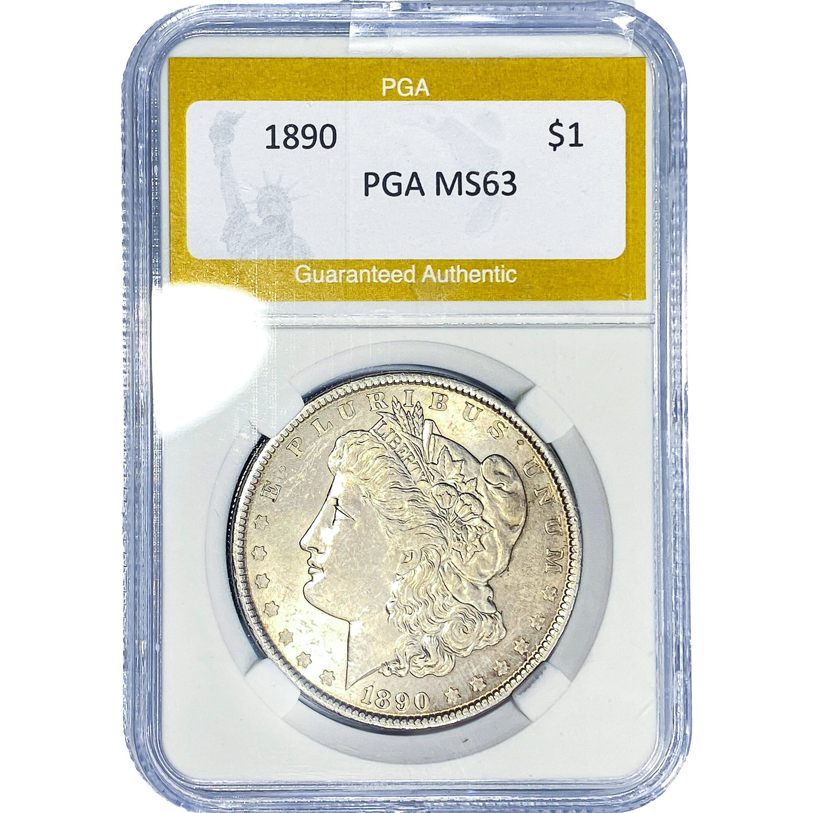 1890 Morgan Silver Dollar PGA MS63: 1890 Morgan Silver Dollar PGA MS63