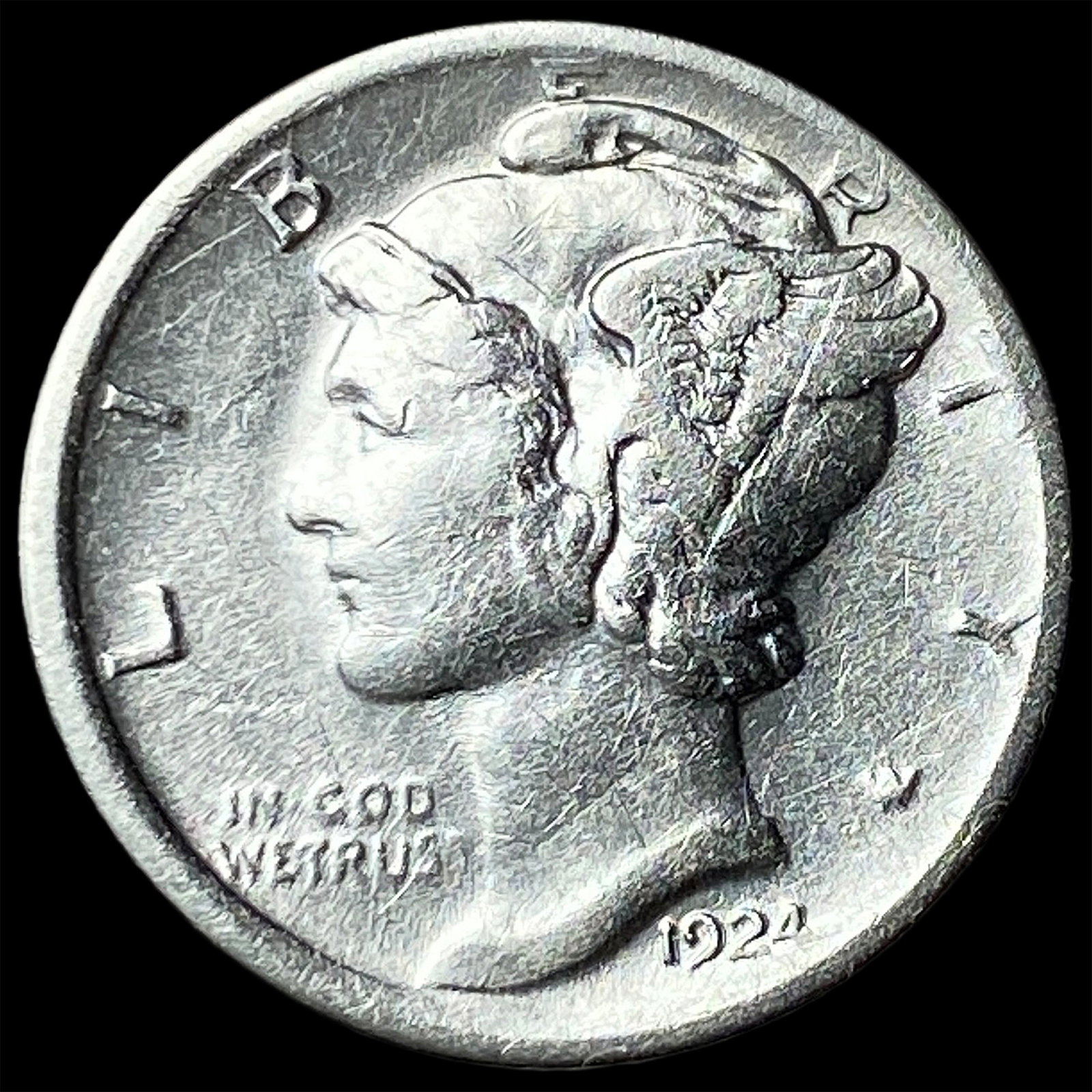 1924-D Silver Mercury Dime NEARLY UNCIRCULATED: 1924-D Silver Mercury Dime NEARLY UNCIRCULATED