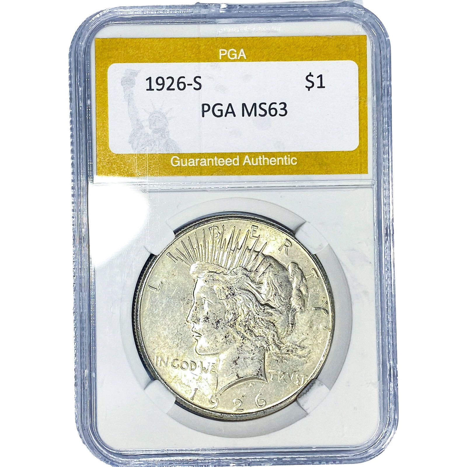 1926-S Silver Peace Dollar PGA MS63: 1926-S Silver Peace Dollar PGA MS63