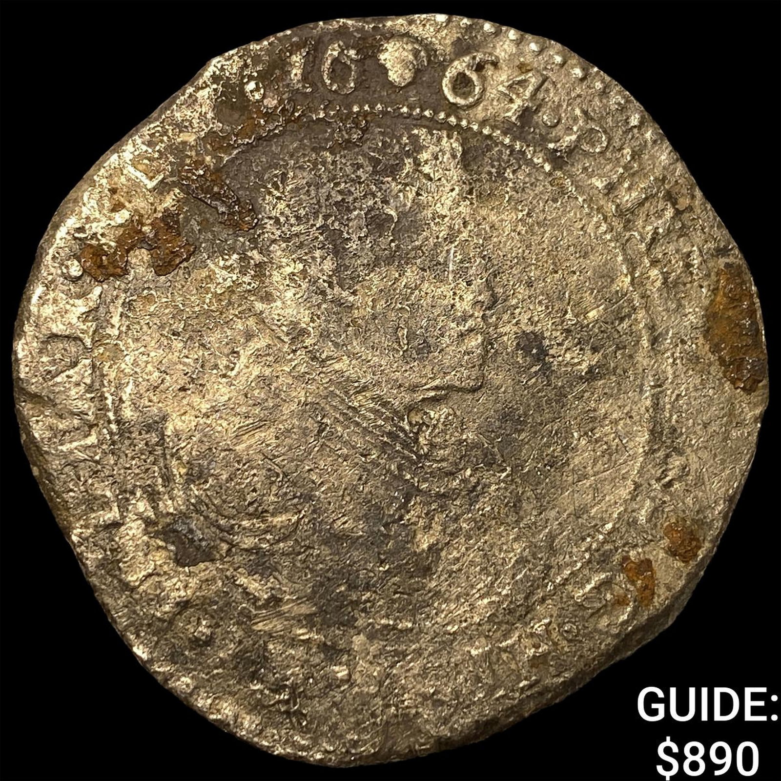 1664 Spanish Netherlands Silver Ducaton-Charles II (1 of 2)
