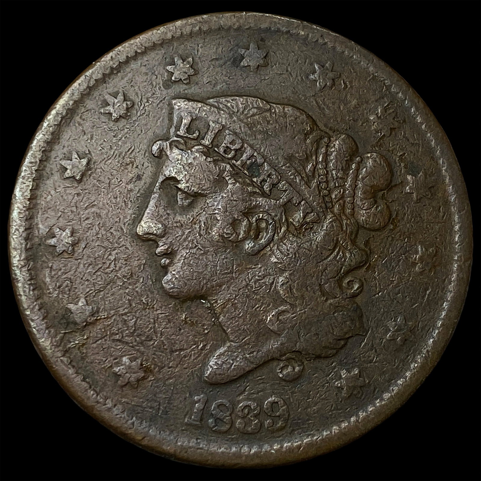 1839 Braided Hair Large Cent LIGHTLY CIRCULATED: 1839 Braided Hair Large Cent LIGHTLY CIRCULATED