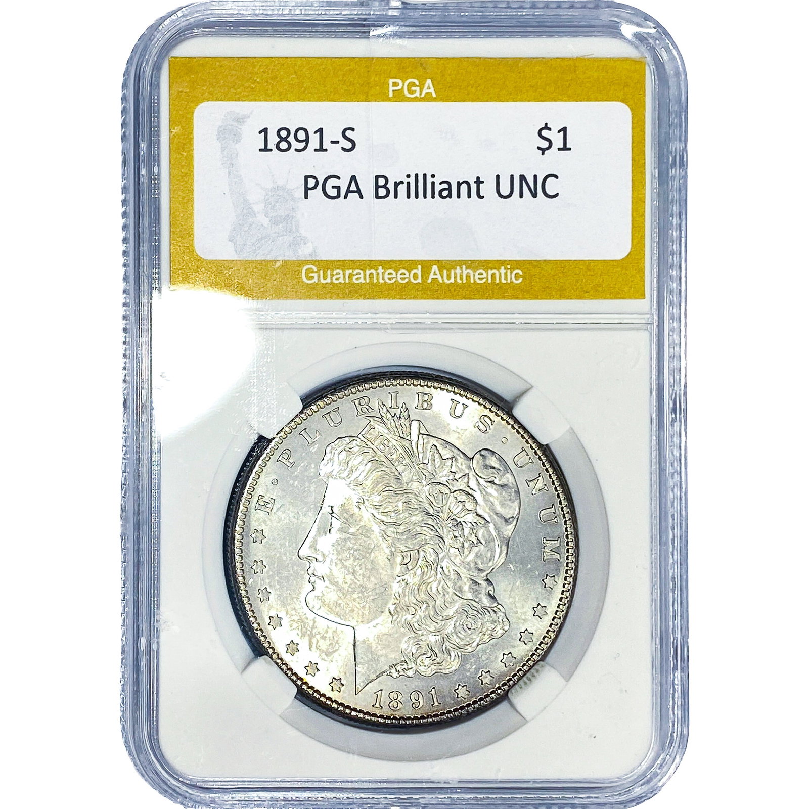 1891-S Morgan Silver Dollar PGA Brilliant UNC: 1891-S Morgan Silver Dollar PGA Brilliant UNC