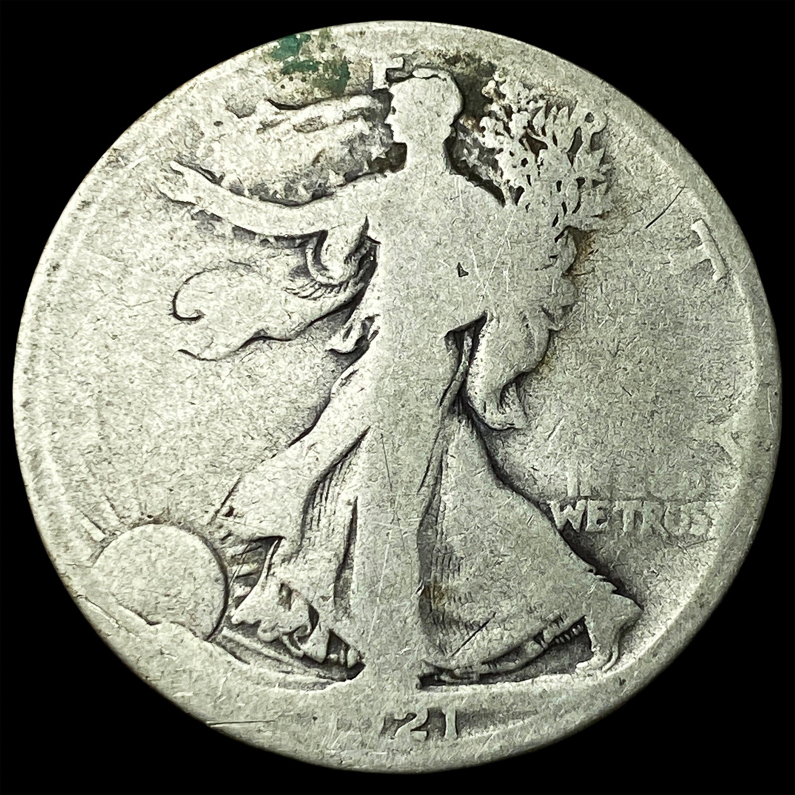 1921-D Silver Walking Liberty Half Dollar NICELY CIRCULATED: 1921-D Silver Walking Liberty Half Dollar NICELY CIRCULATED