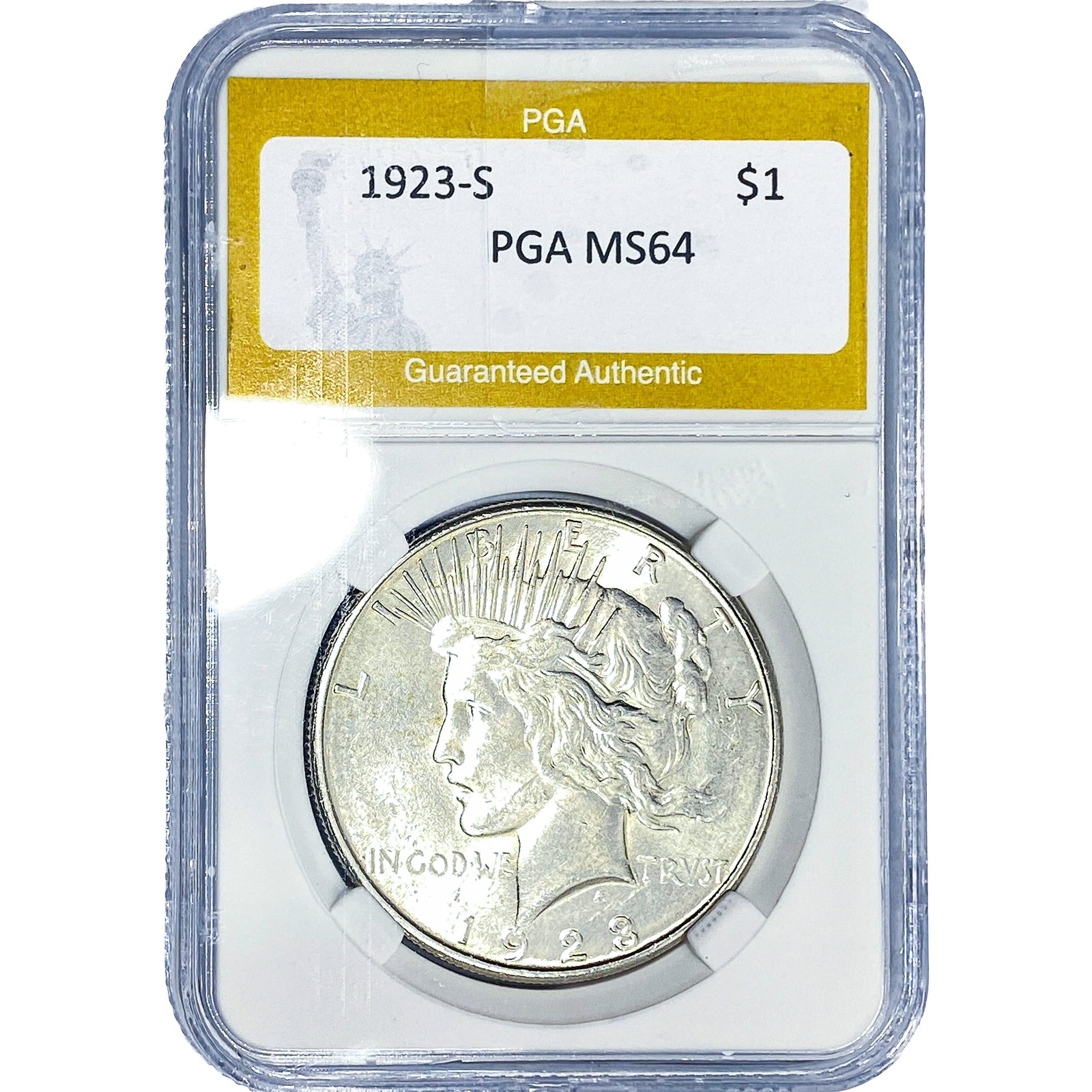 1923-S Silver Peace Dollar PGA MS64: 1923-S Silver Peace Dollar PGA MS64