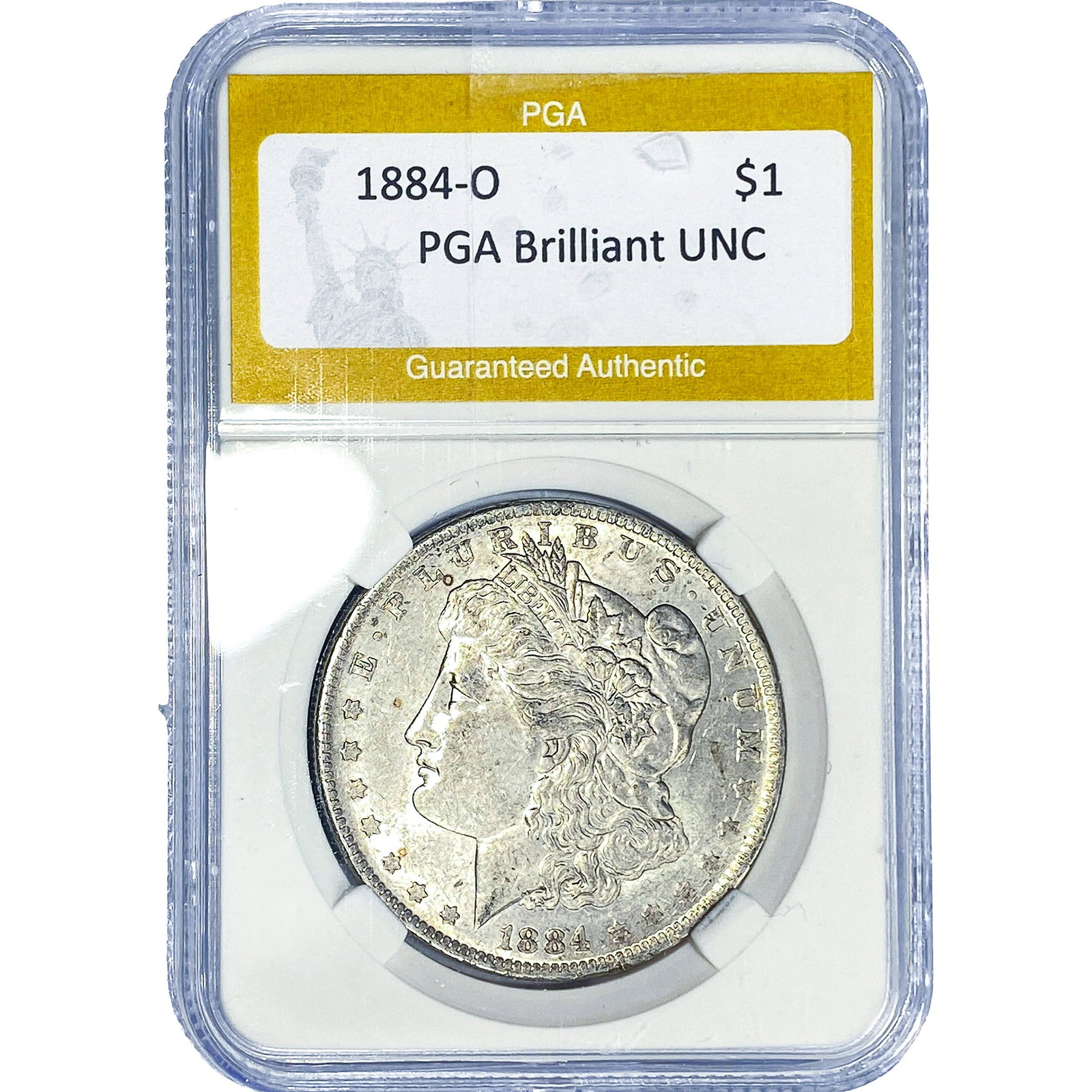 1884-O Morgan Silver Dollar PGA Brilliant UNC: 1884-O Morgan Silver Dollar PGA Brilliant UNC