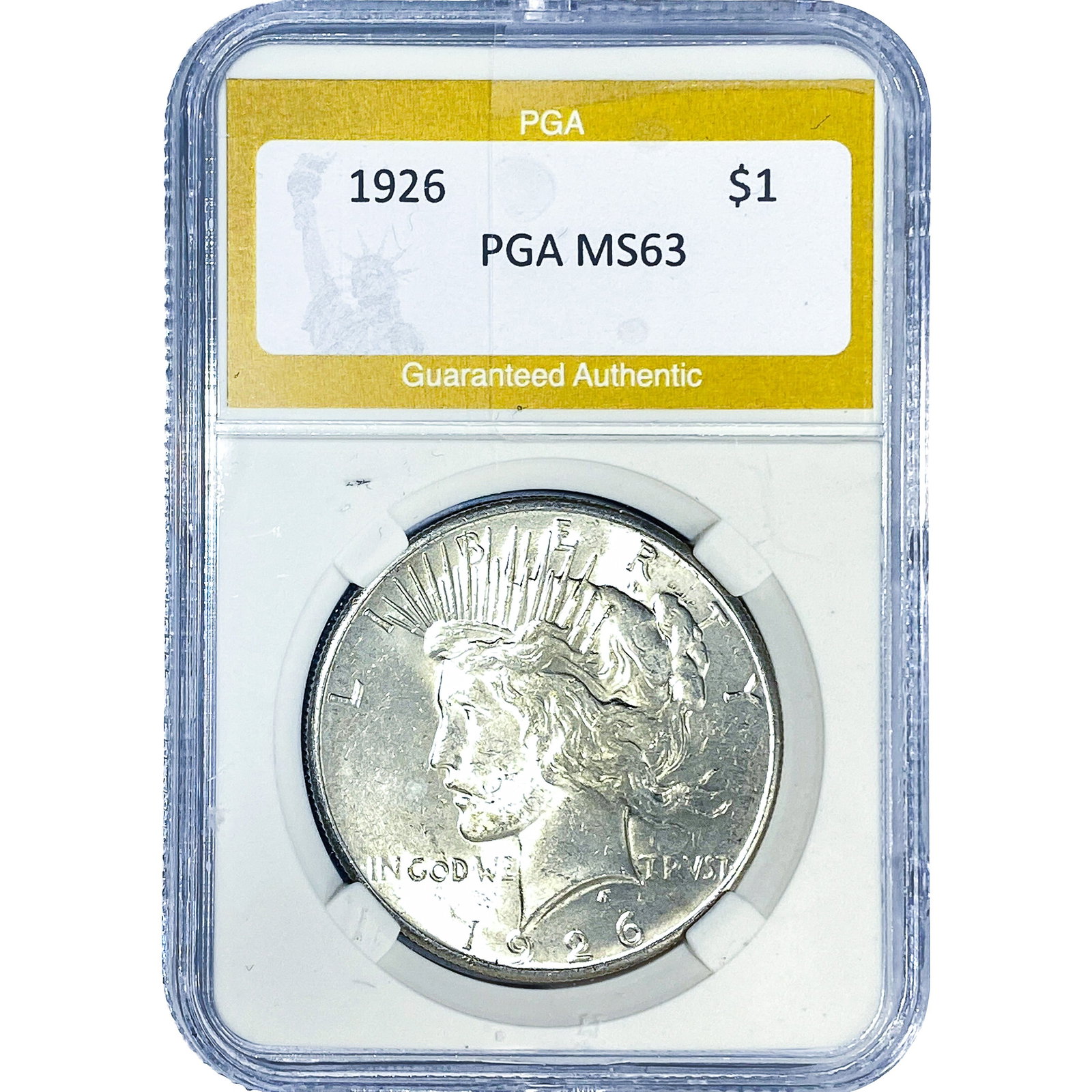 1926 Silver Peace Dollar PGA MS63: 1926 Silver Peace Dollar PGA MS63