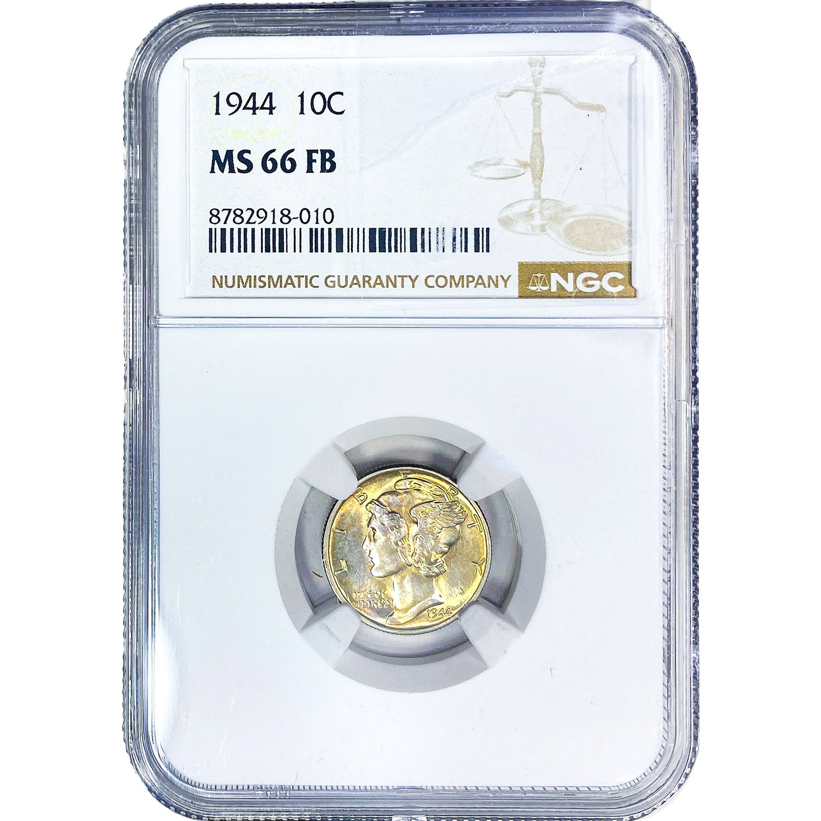 1944 Mercury Silver Dime NGC MS66 FB: 1944 Mercury Silver Dime NGC MS66 FB