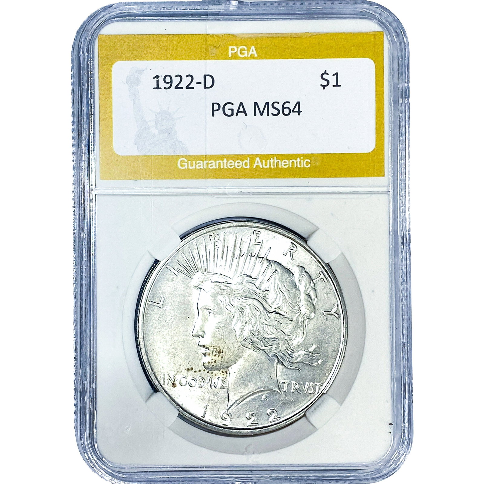 1922-D Silver Peace Dollar PGA MS64: 1922-D Silver Peace Dollar PGA MS64