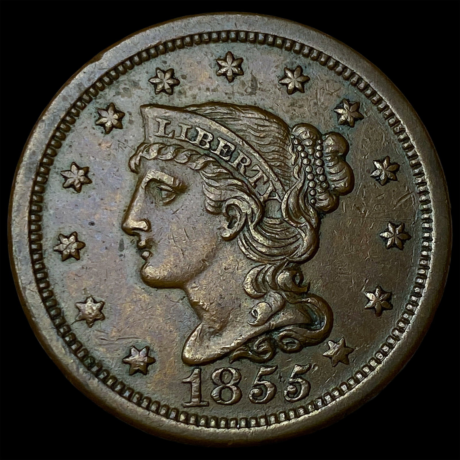 1855 Braided Hair Large Cent UNCIRCULATED: 1855 Braided Hair Large Cent UNCIRCULATED