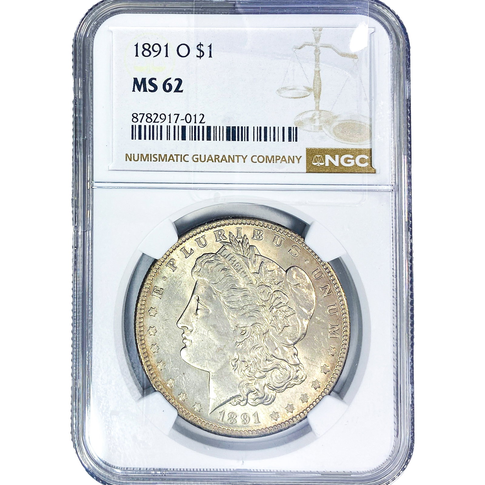 1891-O Morgan Silver Dollar NGC MS62: 1891-O Morgan Silver Dollar NGC MS62