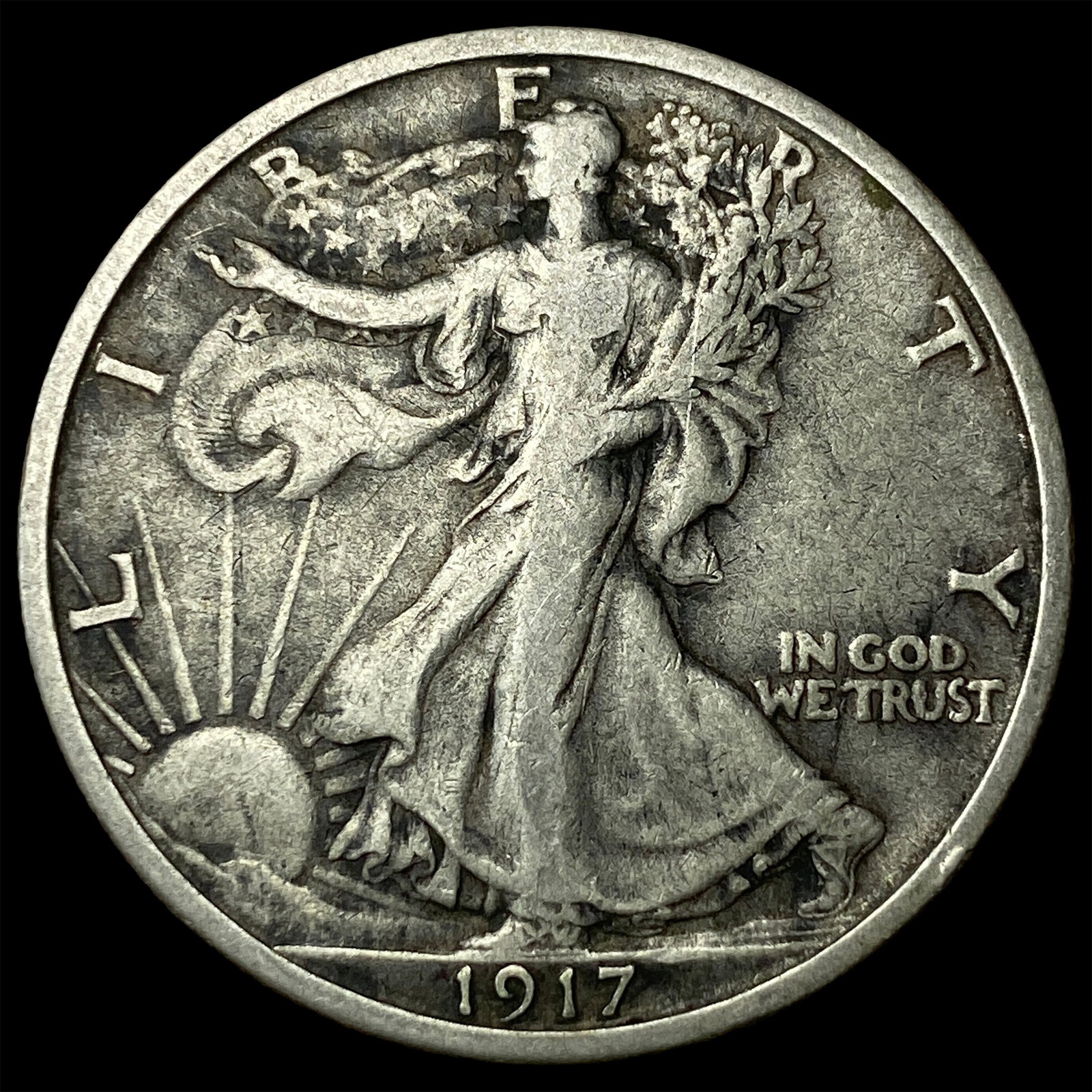 1917 Walking Liberty Half Dollar ABOUT UNCIRCULATED: 1917 Walking Liberty Half Dollar ABOUT UNCIRCULATED