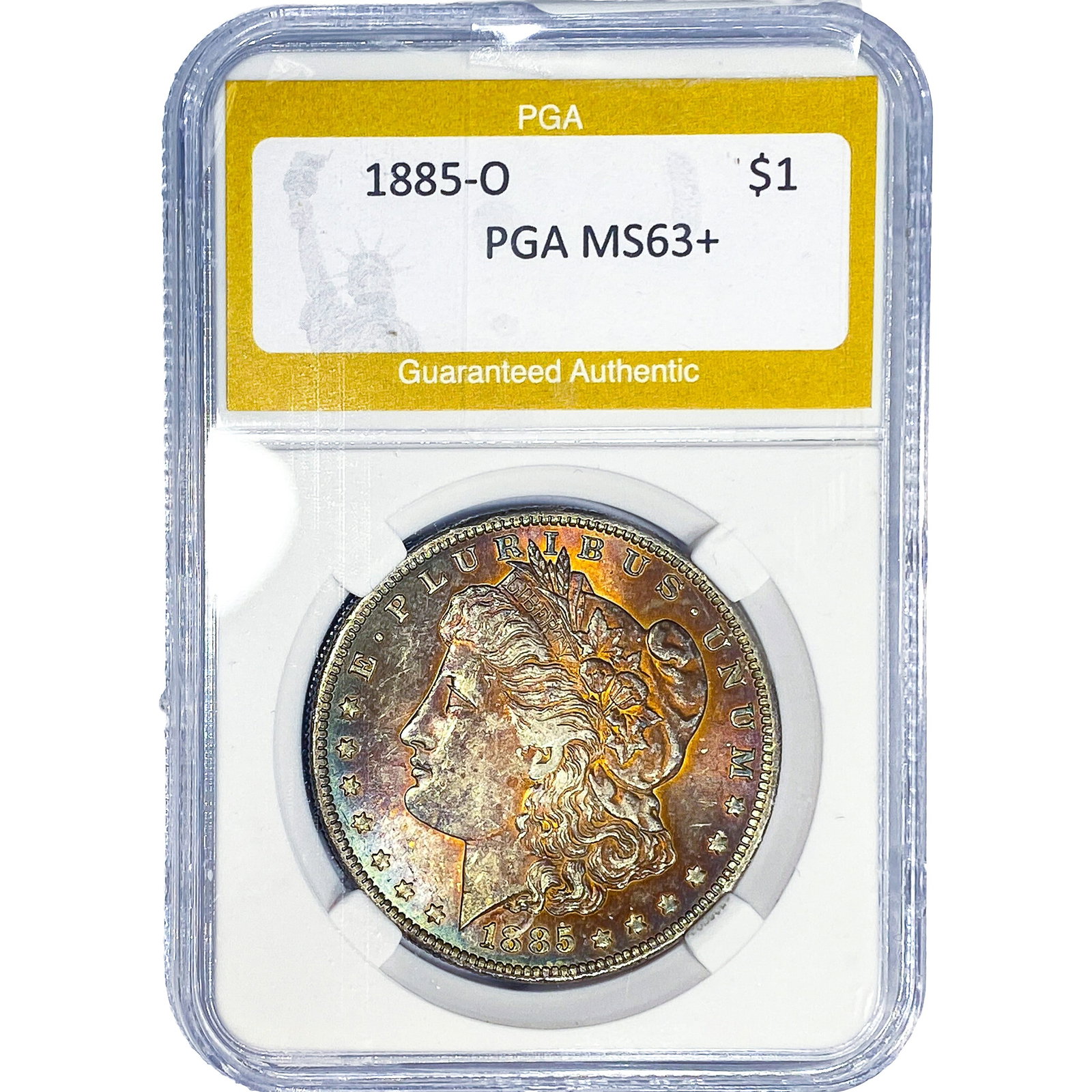 1885-O Morgan Silver Dollar PGA MS63+: 1885-O Morgan Silver Dollar PGA MS63+
