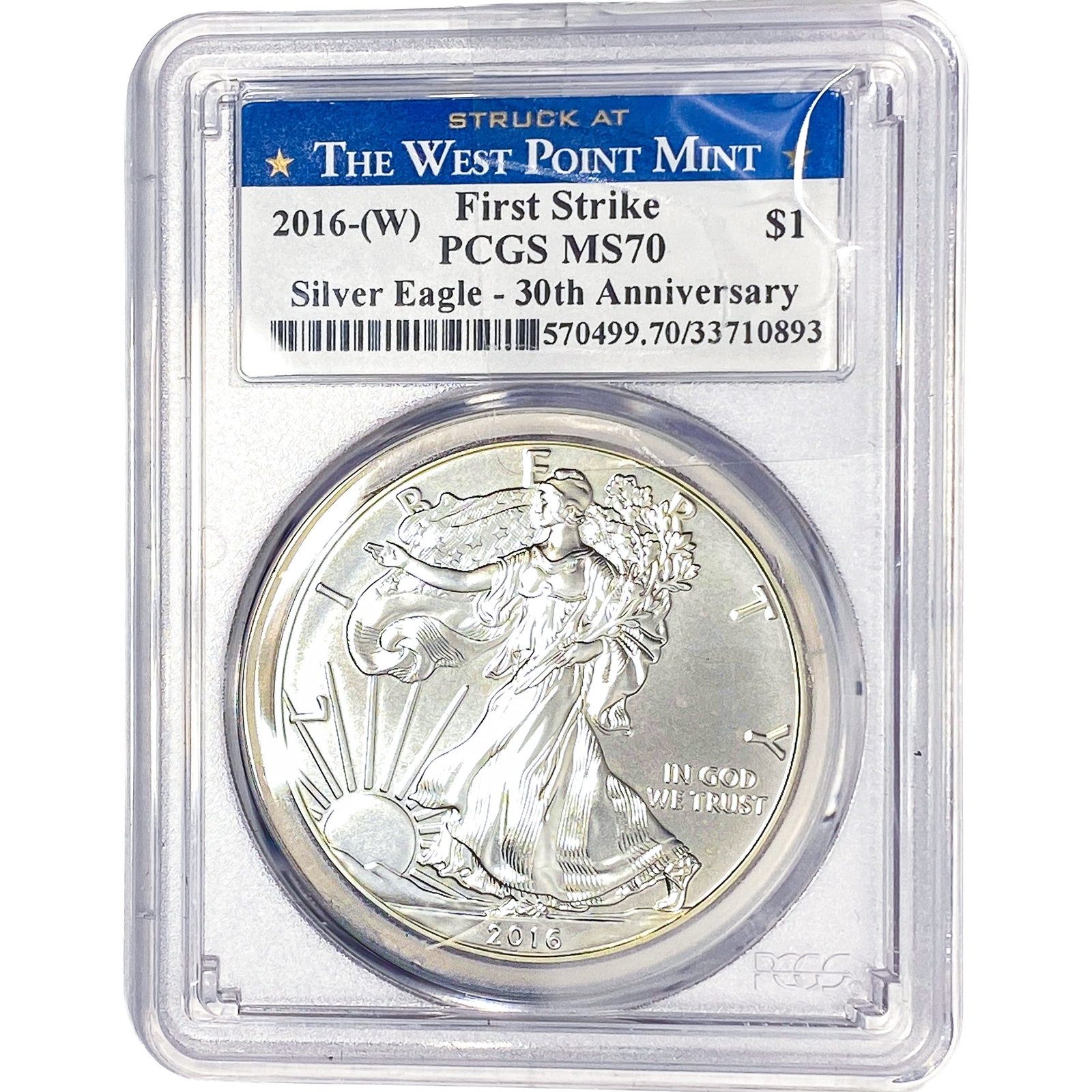 2016-W Silver Eagle PCGS MS70: 2016-W Silver Eagle PCGS MS70