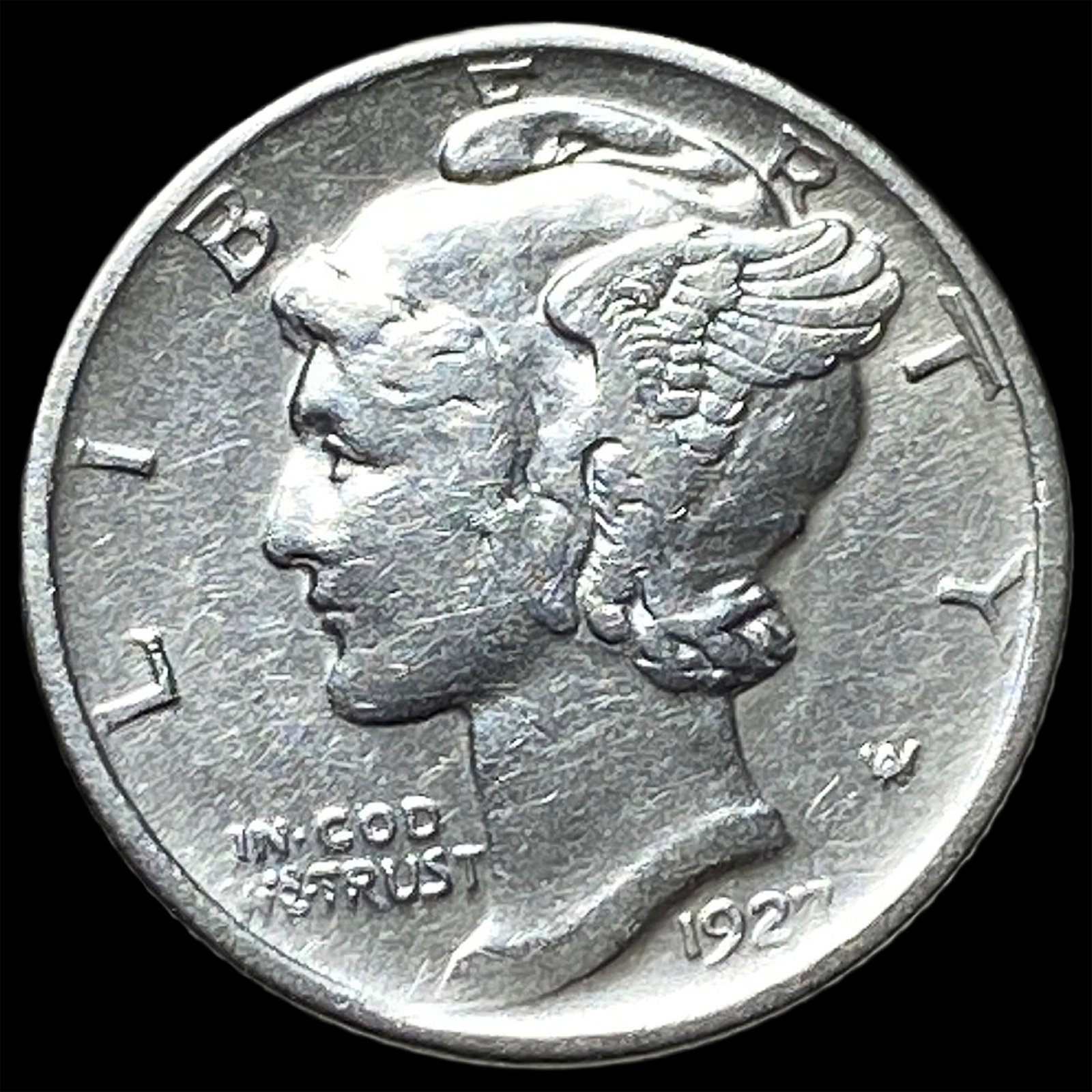 1927-D Silver Mercury Dime NEARLY UNCIRCULATED: 1927-D Silver Mercury Dime NEARLY UNCIRCULATED
