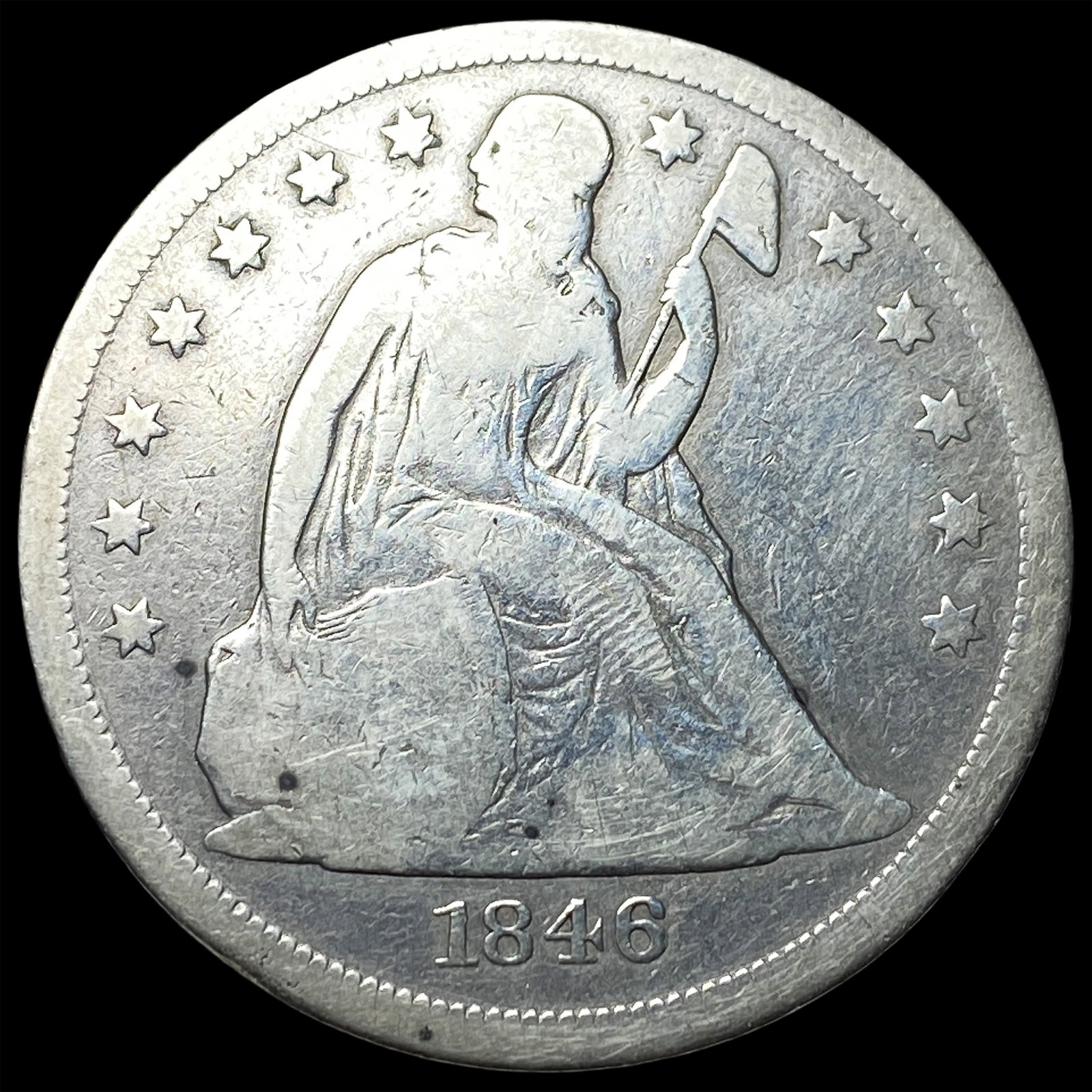 1846-O Silver Seated Liberty Dollar LIGHTLY CIRCULATED (1 of 2)