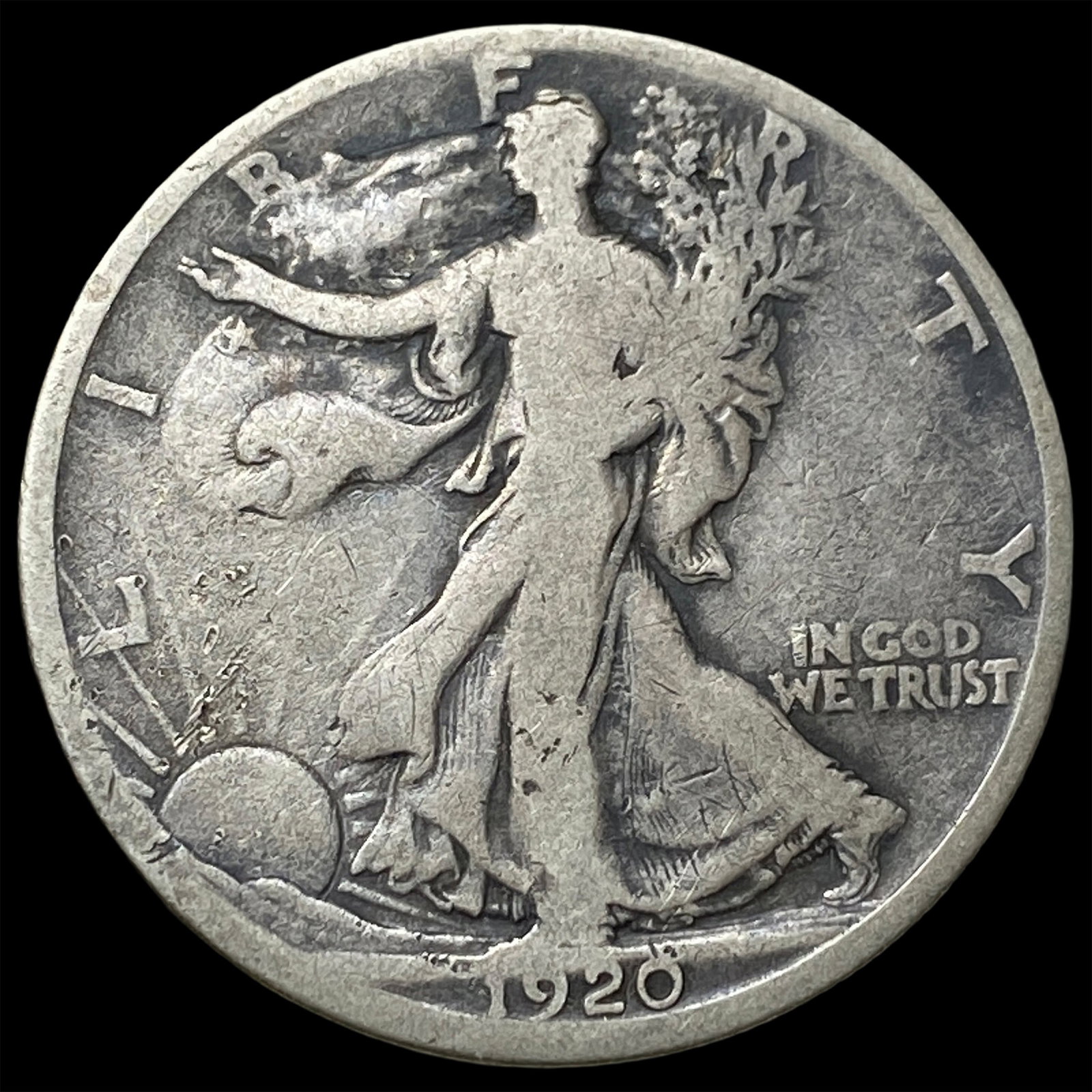 1920-D Silver Walking Liberty Half Dollar NICELY CIRCULATED: 1920-D Silver Walking Liberty Half Dollar NICELY CIRCULATED