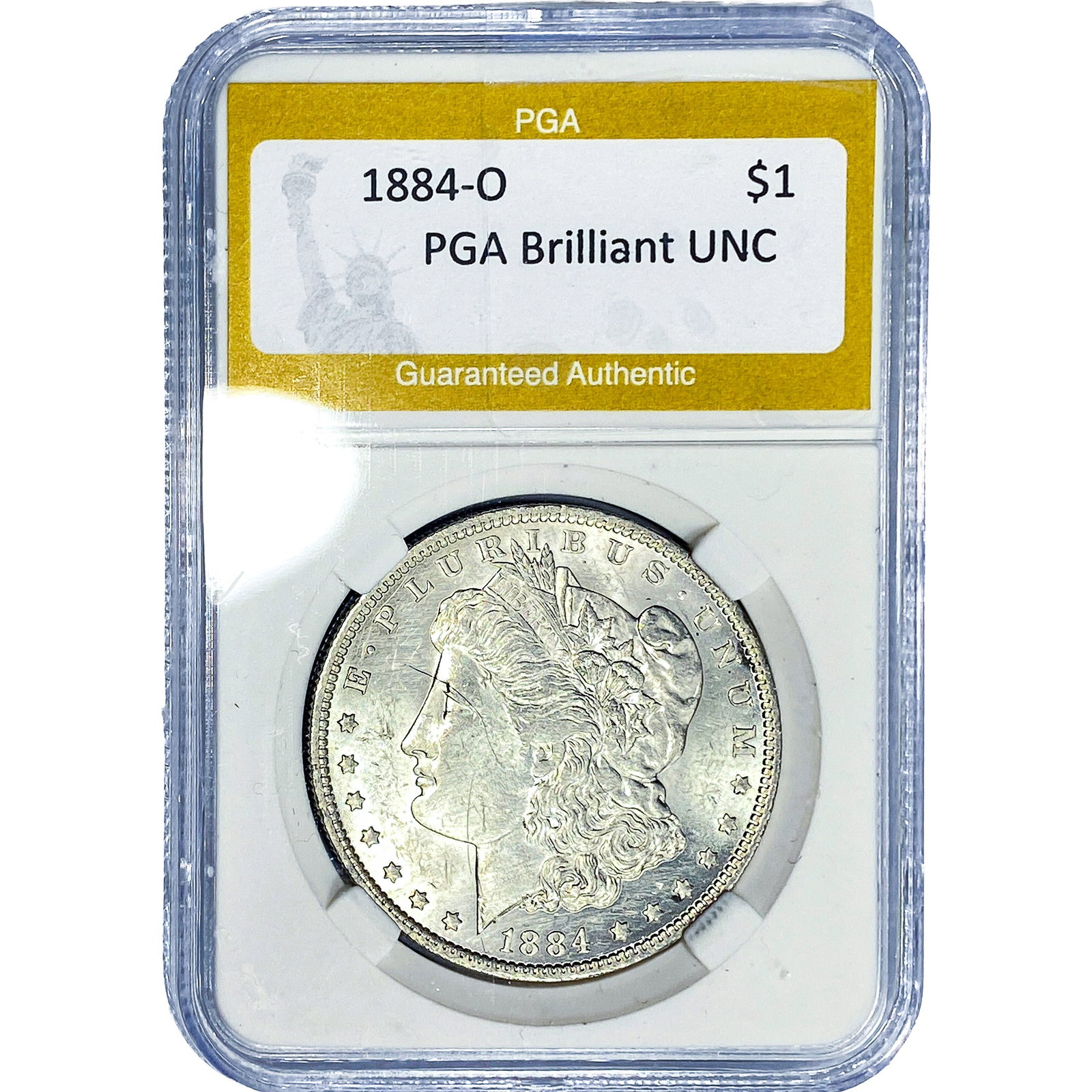 1884-O Morgan Silver Dollar PGA Brilliant UNC: 1884-O Morgan Silver Dollar PGA Brilliant UNC