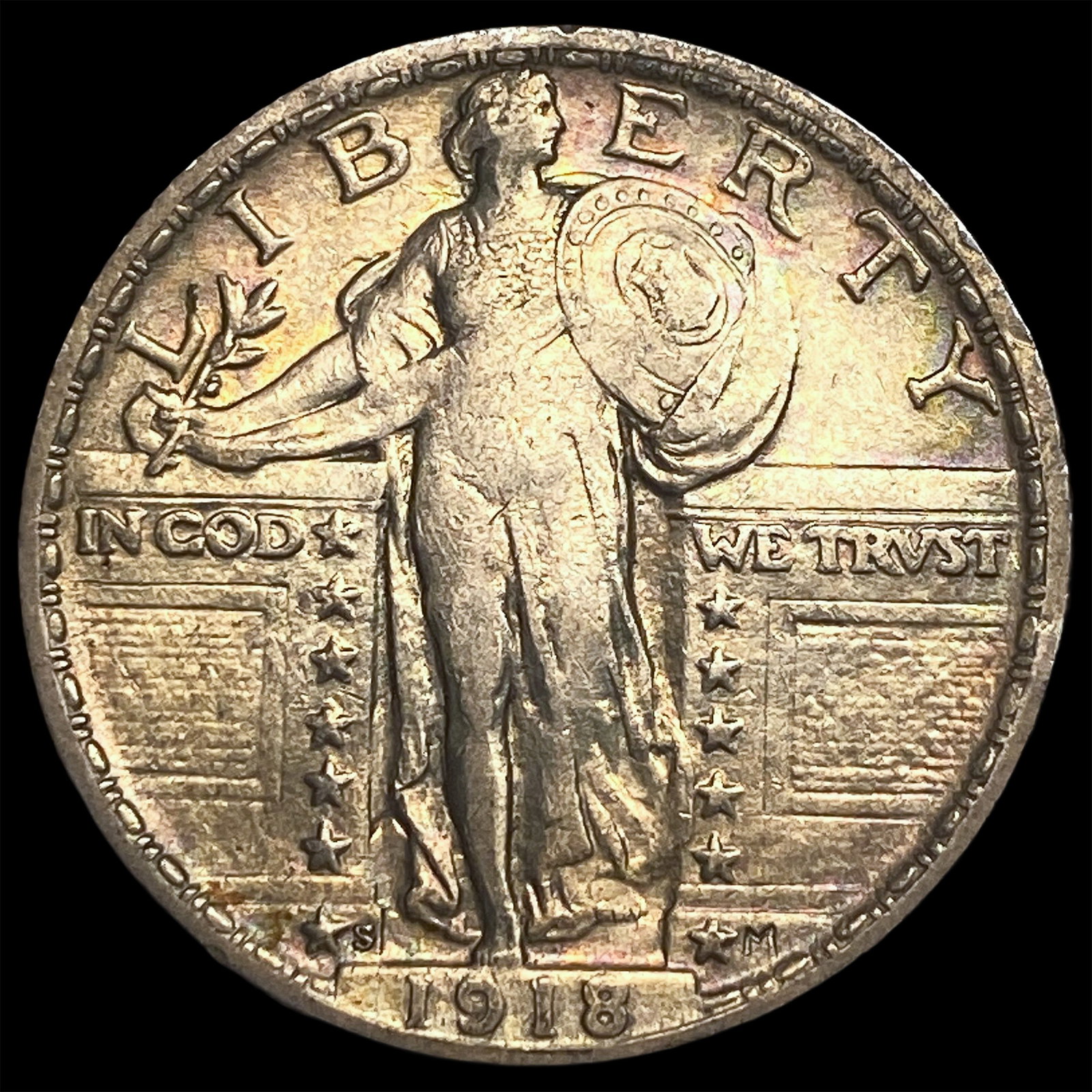 1918-S Silver Standing Liberty Quarter CLOSELY UNCIRCULATED: 1918-S Silver Standing Liberty Quarter CLOSELY UNCIRCULATED