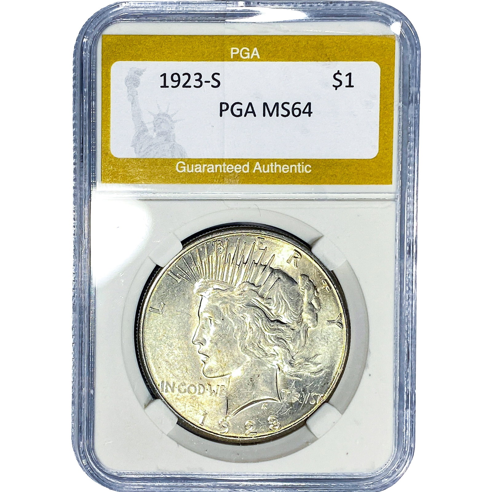 1923-S Silver Peace Dollar PGA MS64: 1923-S Silver Peace Dollar PGA MS64