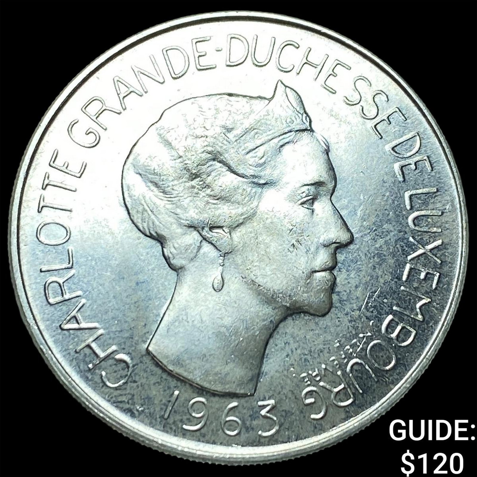 1963 Luxembourg Silver 100 Francs: 1963 Luxembourg Silver 100 Francs