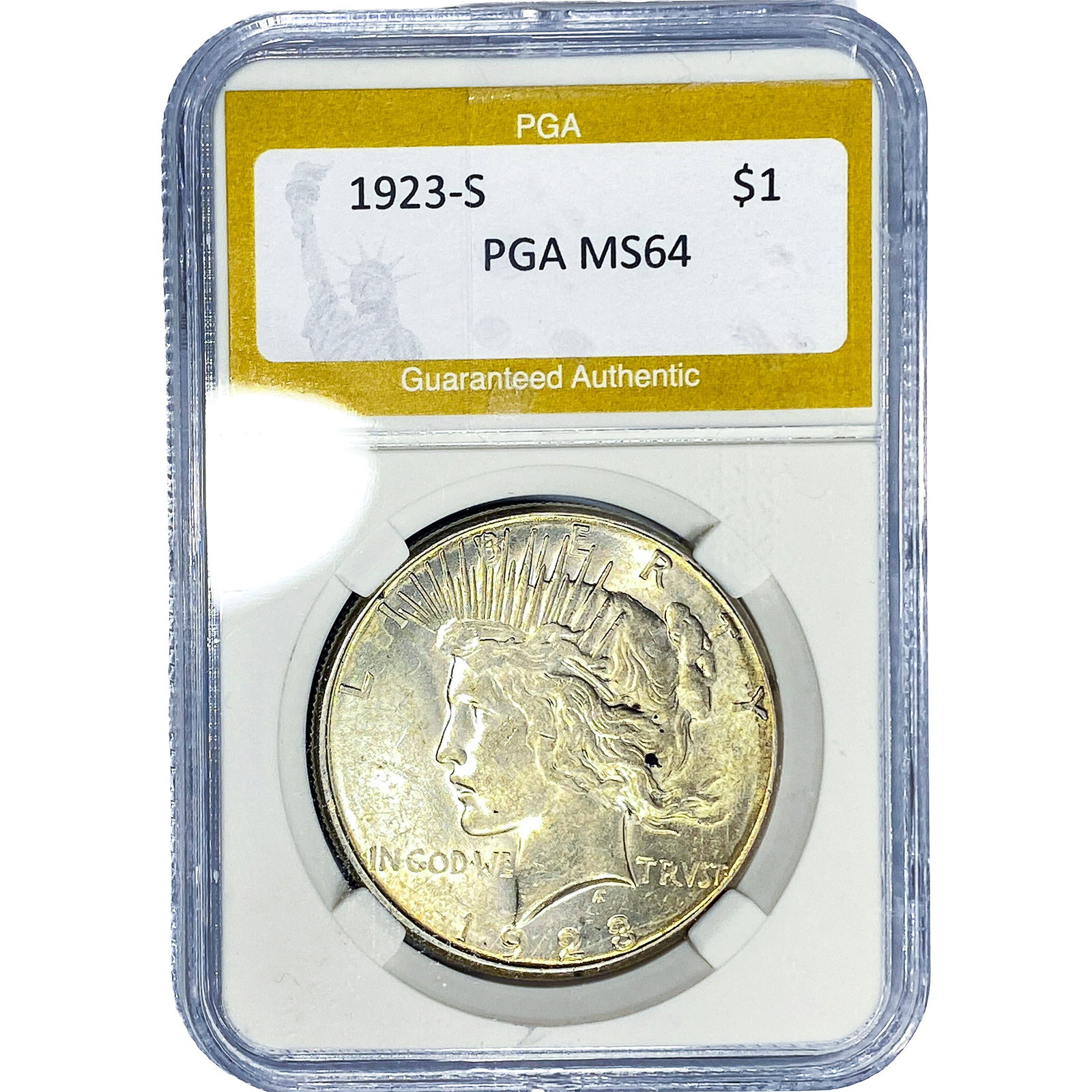 1923-S Silver Peace Dollar PGA MS64: 1923-S Silver Peace Dollar PGA MS64