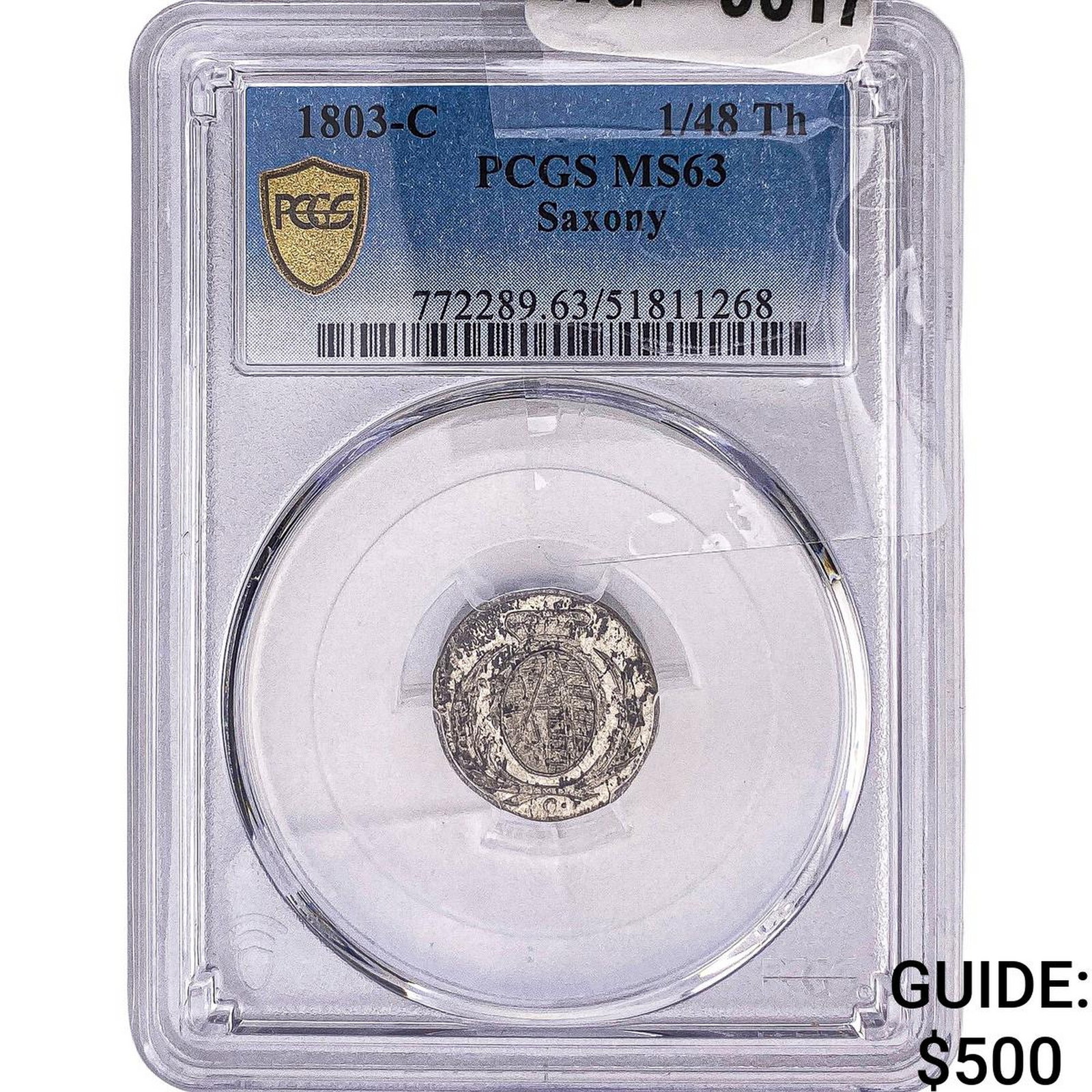 1803-C Saxony Silver 1/48th Thaler PCGS MS63: 1803-C Saxony Silver 1/48th Thaler PCGS MS63