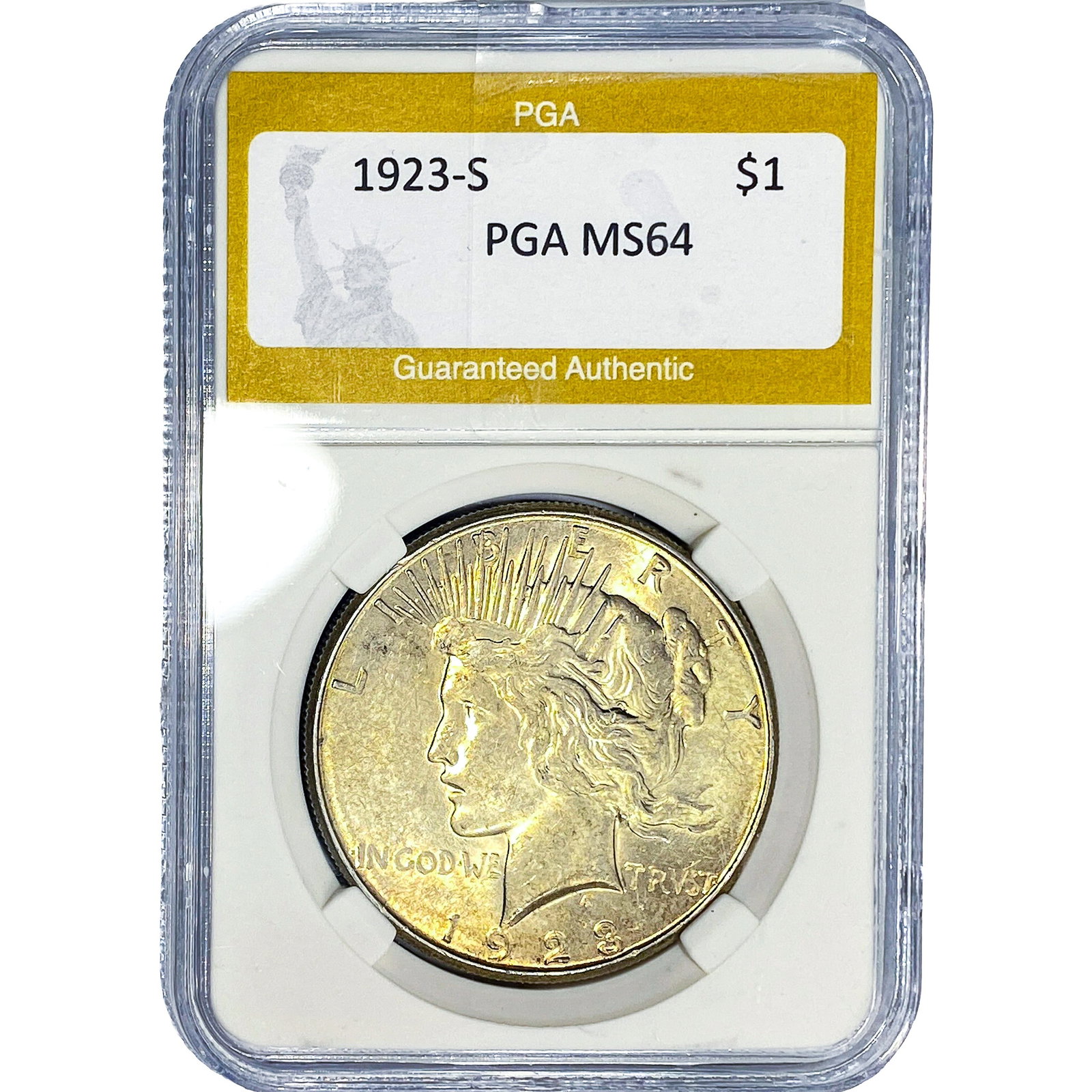 1923-S Silver Peace Dollar PGA MS64: 1923-S Silver Peace Dollar PGA MS64