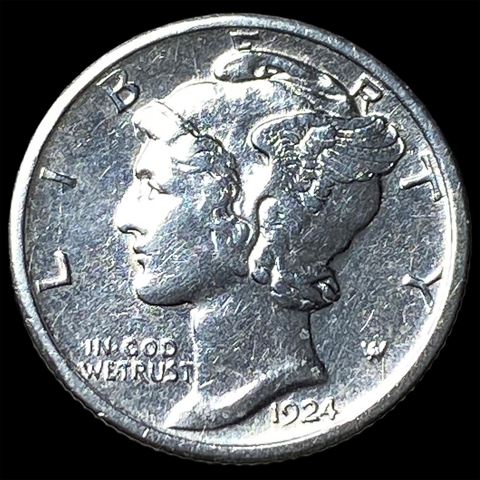 1924-S Silver Mercury Dime CLOSELY UNCIRCULATED: 1924-S Silver Mercury Dime CLOSELY UNCIRCULATED