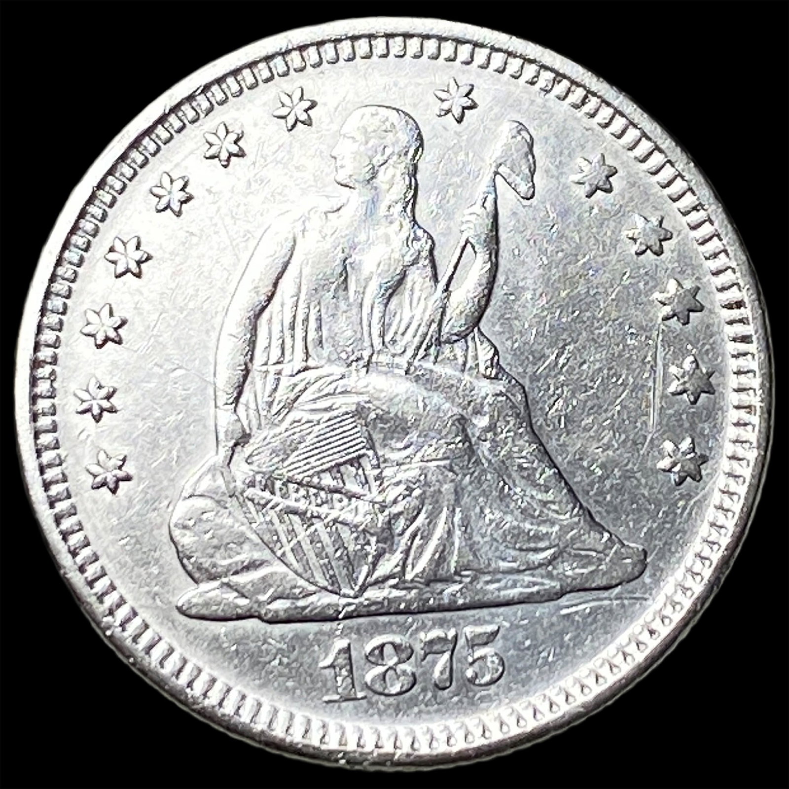 1875 Seated Liberty Quarter CLOSELY UNCIRCULATED: 1875 Seated Liberty Quarter CLOSELY UNCIRCULATED