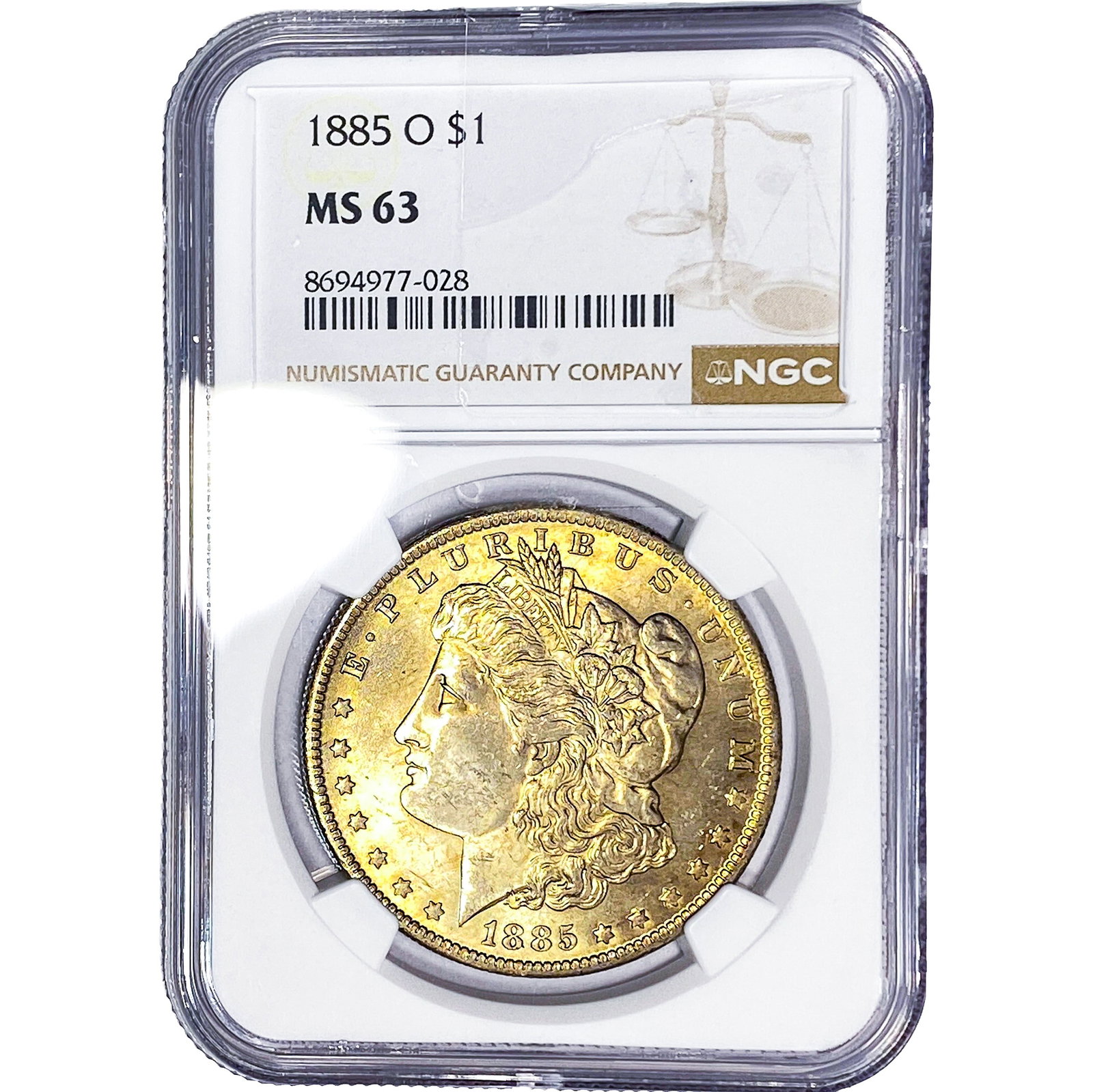 1885-O Morgan Silver Dollar NGC MS63: 1885-O Morgan Silver Dollar NGC MS63