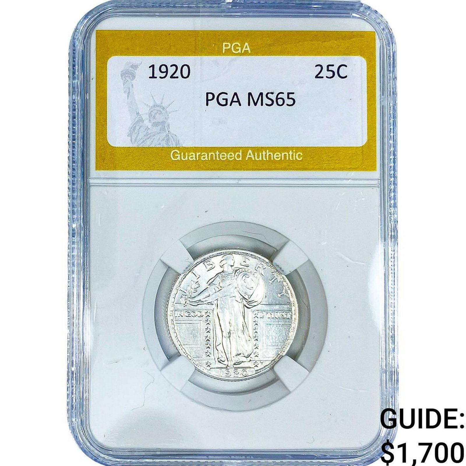 1920 Standing Liberty Quarter PGA MS65: 1920 Standing Liberty Quarter PGA MS65