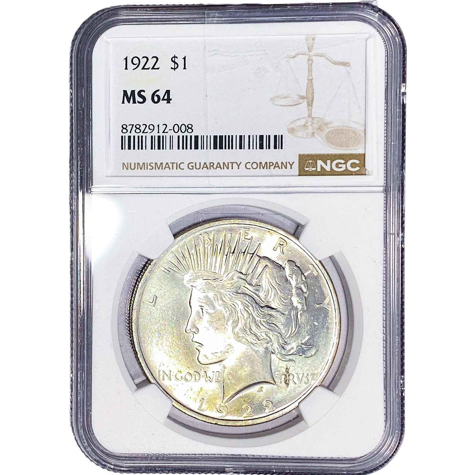 1922 Silver Peace Dollar NGC MS64: 1922 Silver Peace Dollar NGC MS64
