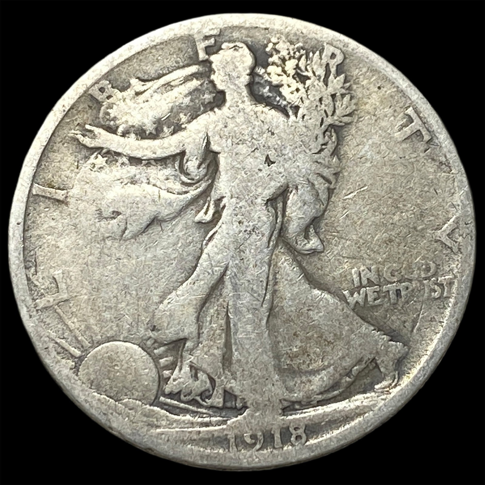 1918-D Walking Liberty Half Dollar LIGHTLY CIRCULATED: 1918-D Walking Liberty Half Dollar LIGHTLY CIRCULATED