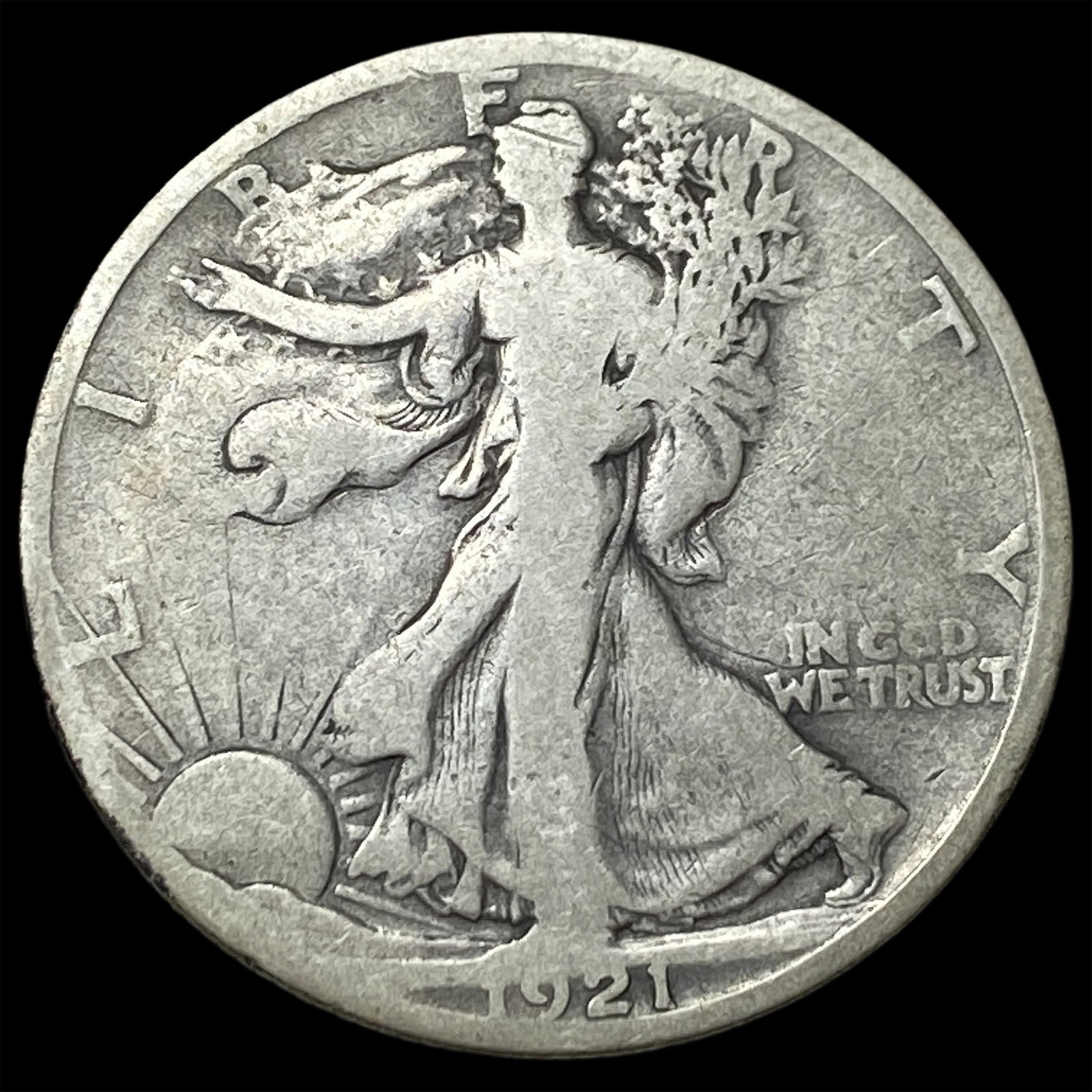 1921-S Silver Walking Liberty Half Dollar LIGHTLY CIRCULATED: 1921-S Silver Walking Liberty Half Dollar LIGHTLY CIRCULATED