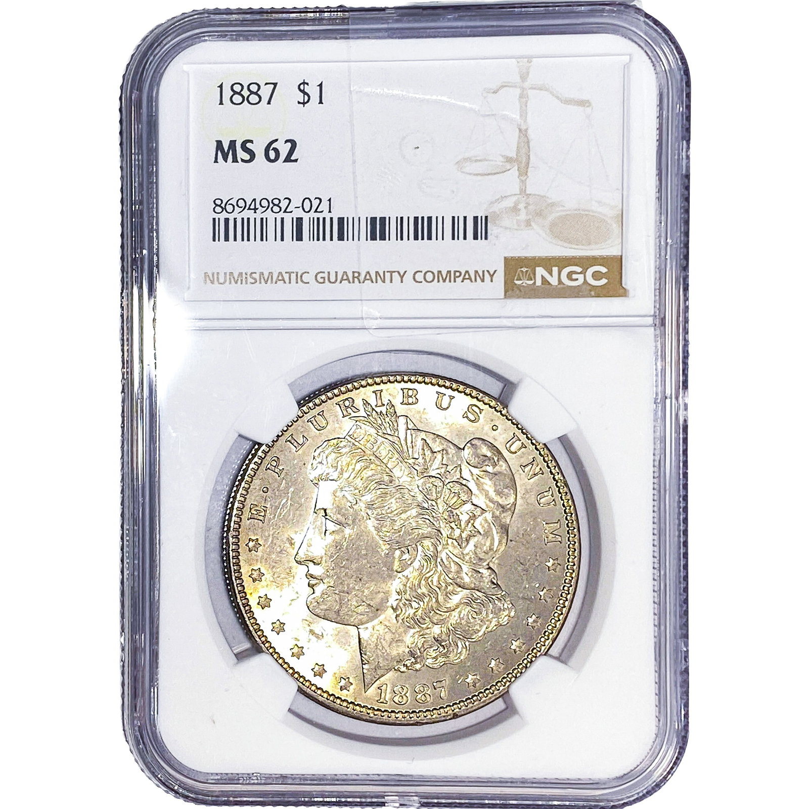 1887 Morgan Silver Dollar NGC MS62: 1887 Morgan Silver Dollar NGC MS62