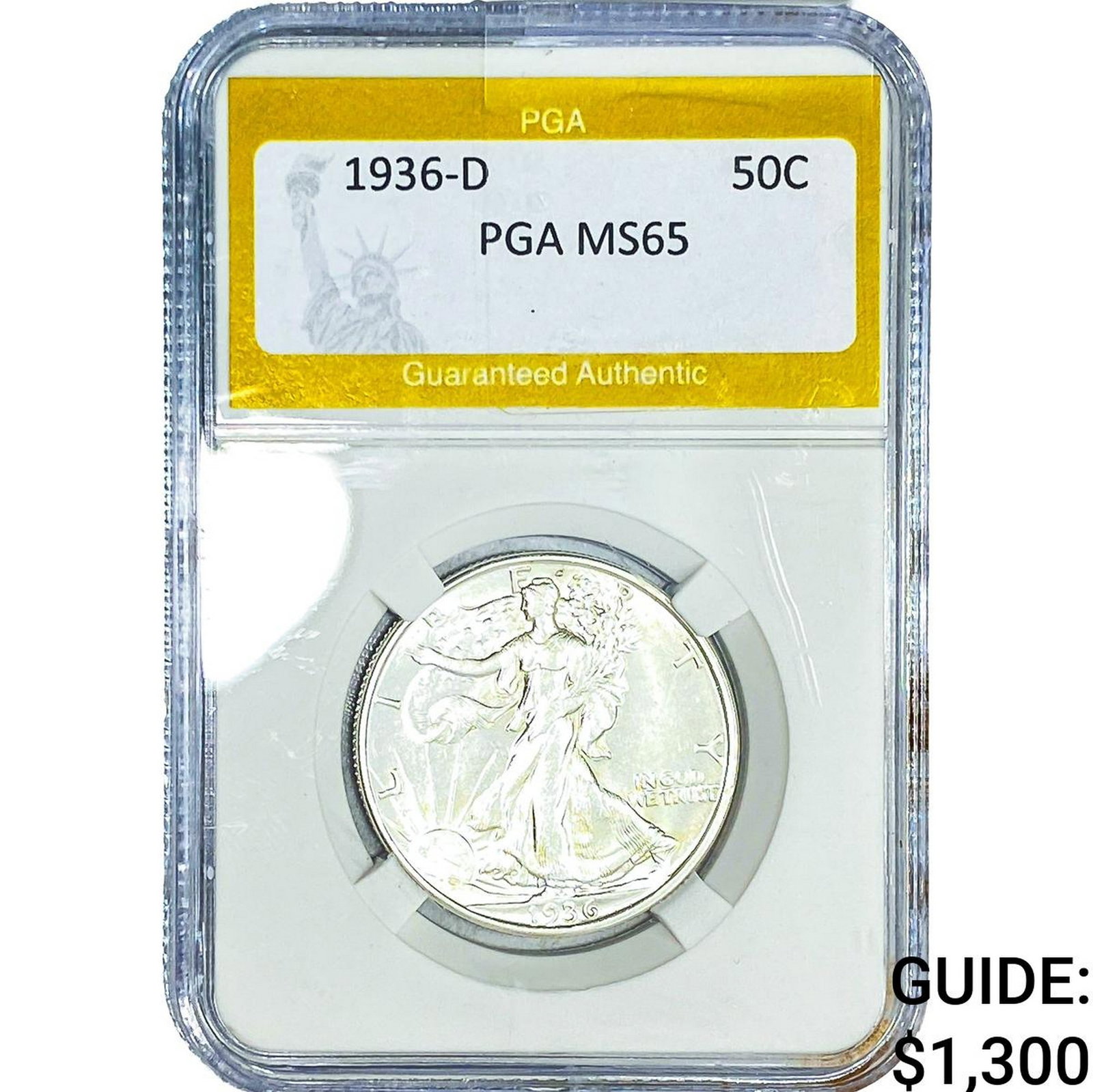1936-D Walking Liberty Half Dollar PGA MS65: 1936-D Walking Liberty Half Dollar PGA MS65