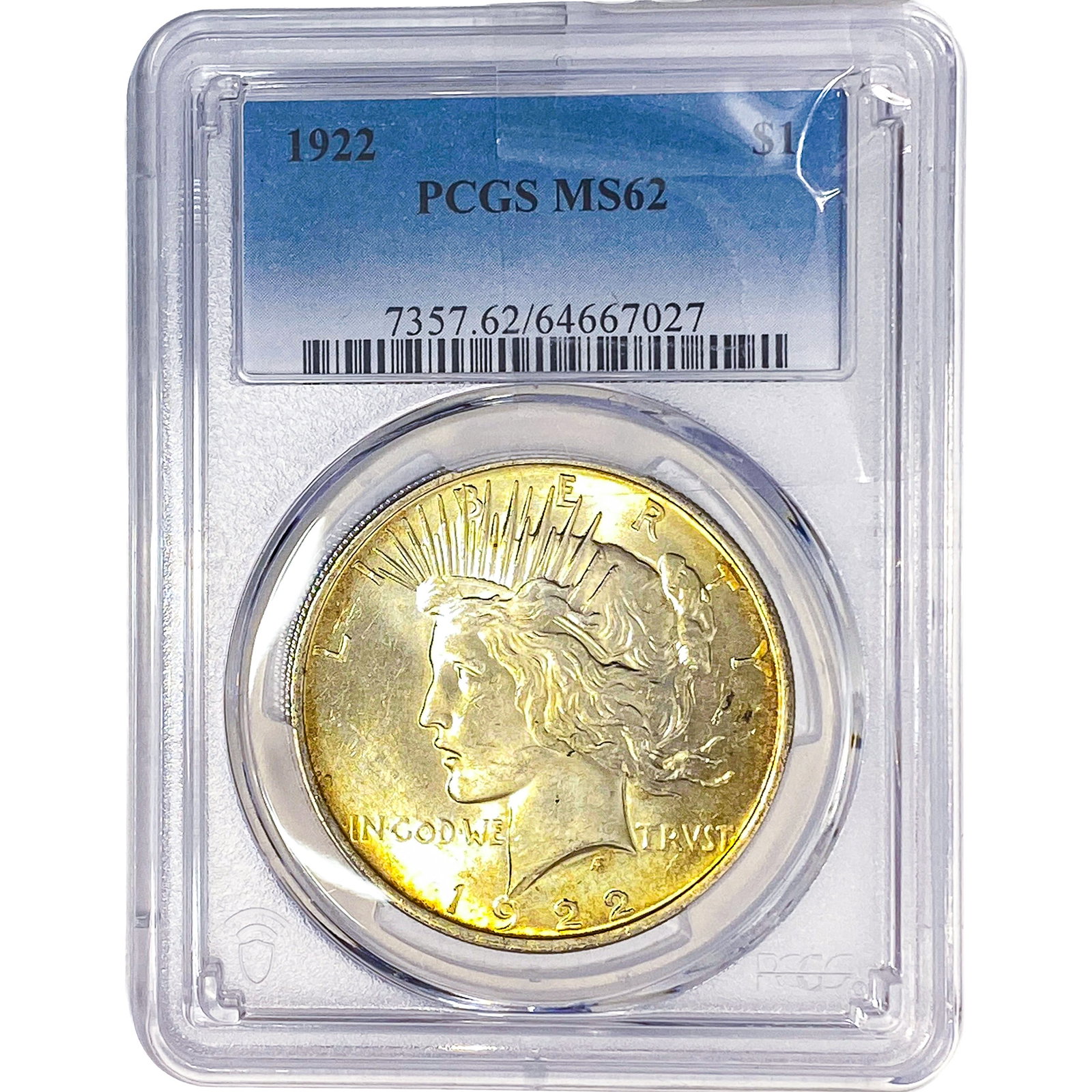 1922 Silver Peace Dollar PCGS MS62: 1922 Silver Peace Dollar PCGS MS62