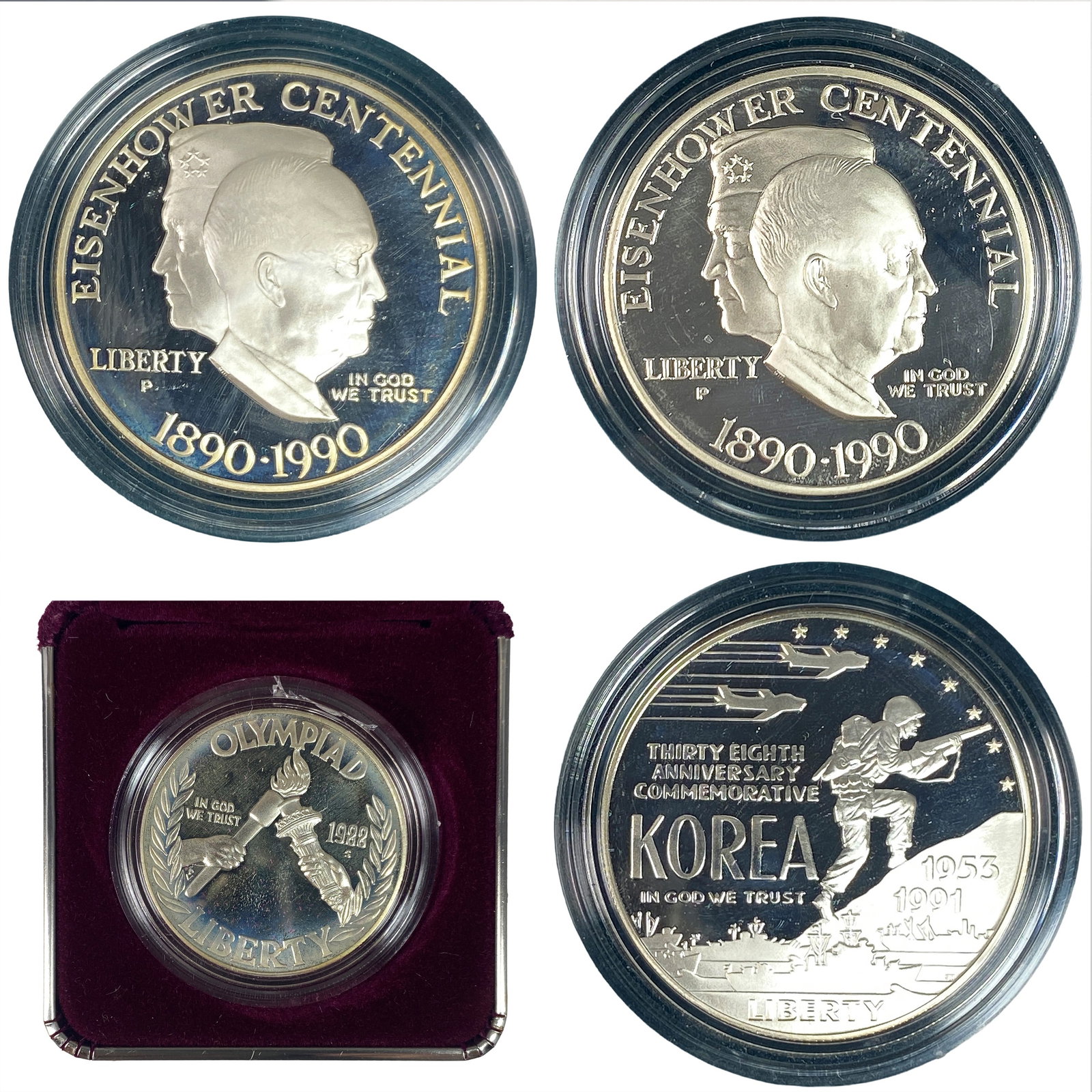 [4] 1988-1991 U.S. Silver Proof Ike $1s, Kor. War & Oly. Coins (1 of 2)