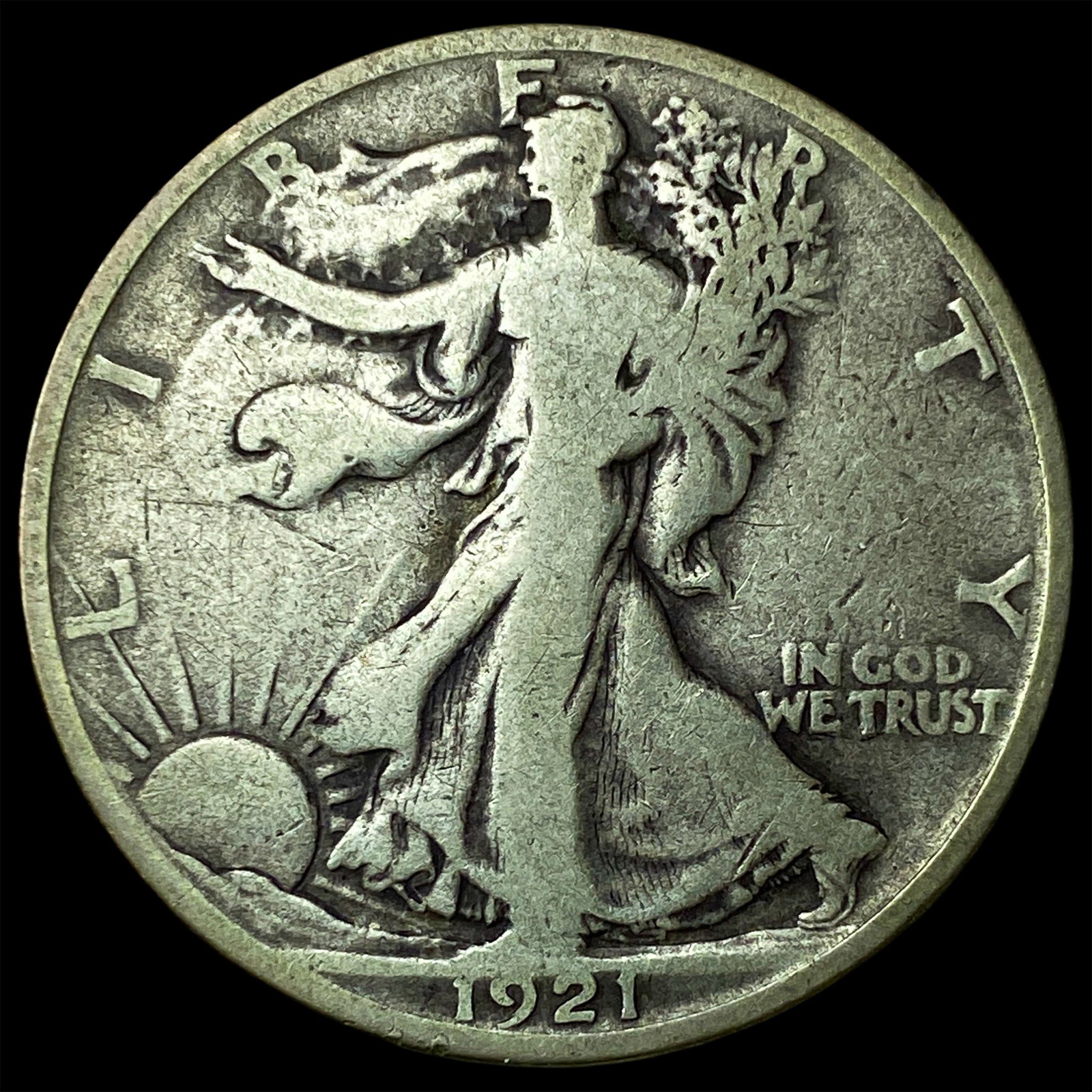 1921-S Silver Walking Liberty Half Dollar NICELY CIRCULATED: 1921-S Silver Walking Liberty Half Dollar NICELY CIRCULATED