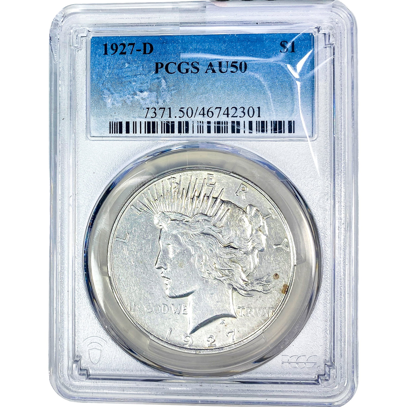 1927-D Morgan Silver Dollar PCGS AU50: 1927-D Morgan Silver Dollar PCGS AU50