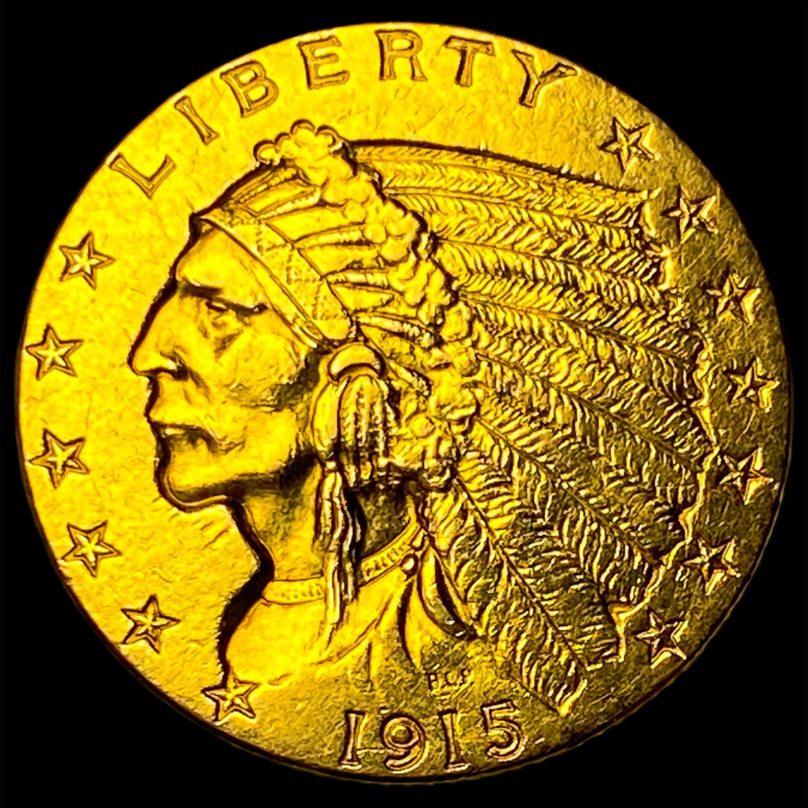 1915 Indian Head Gold $2.5 Quarter Eagle UNCIRCULATED: 1915 Indian Head Gold $2.5 Quarter Eagle UNCIRCULATED