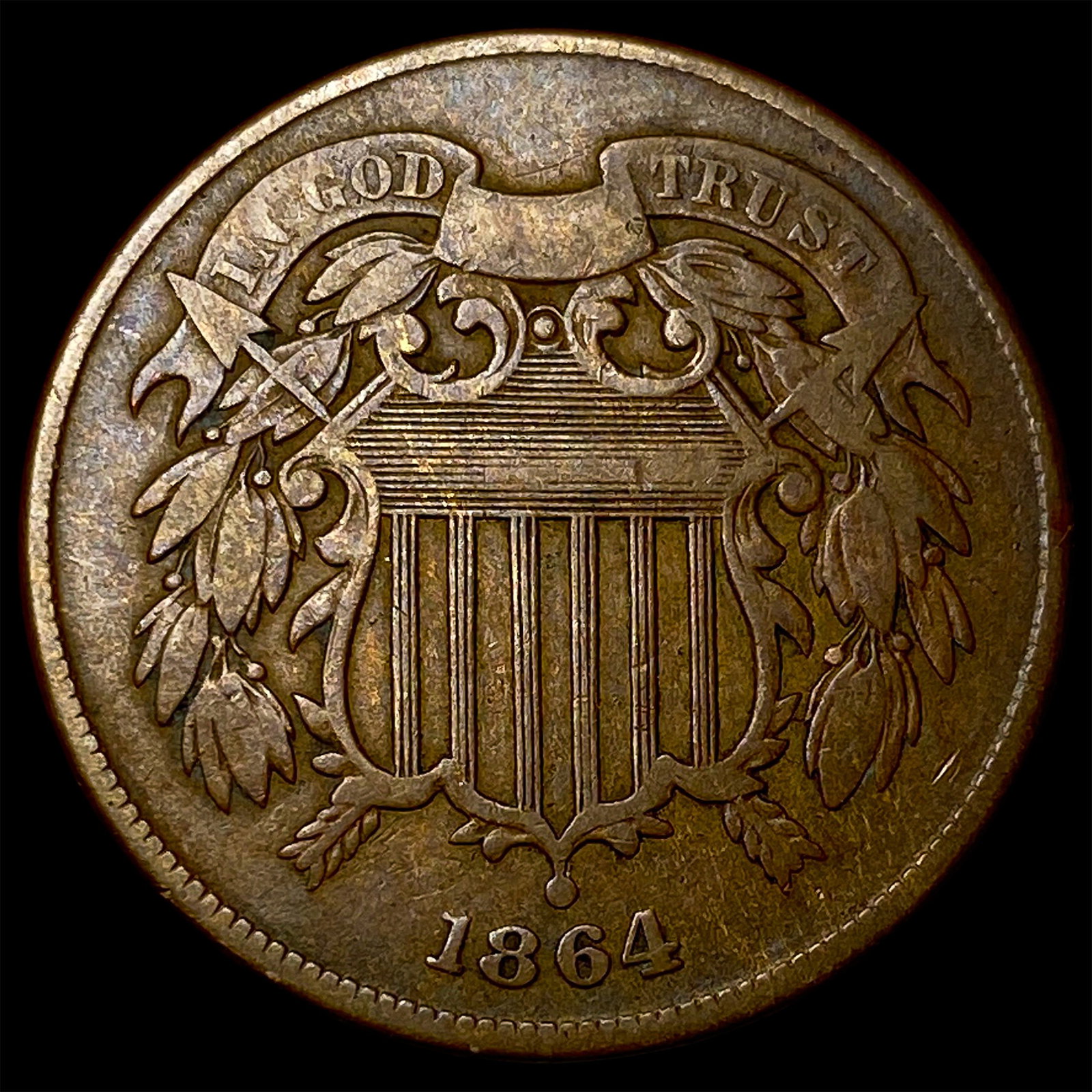 1864 Bronze Two-Cent Piece NEARLY UNCIRCULATED (1 of 2)