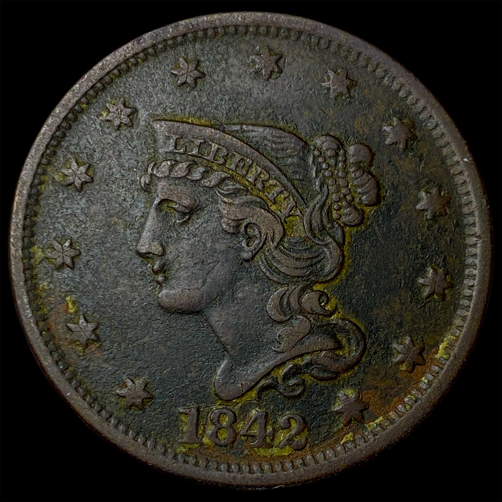 1842 Braided Hair Large Cent CHOICE AU: 1842 Braided Hair Large Cent CHOICE AU
