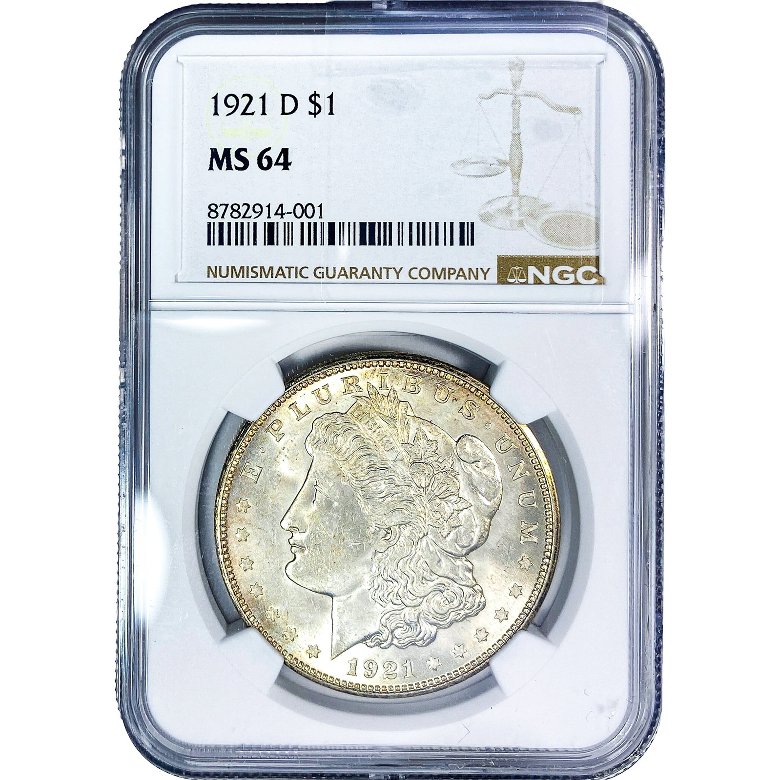 1921-D Morgan Silver Dollar NGC MS64: 1921-D Morgan Silver Dollar NGC MS64