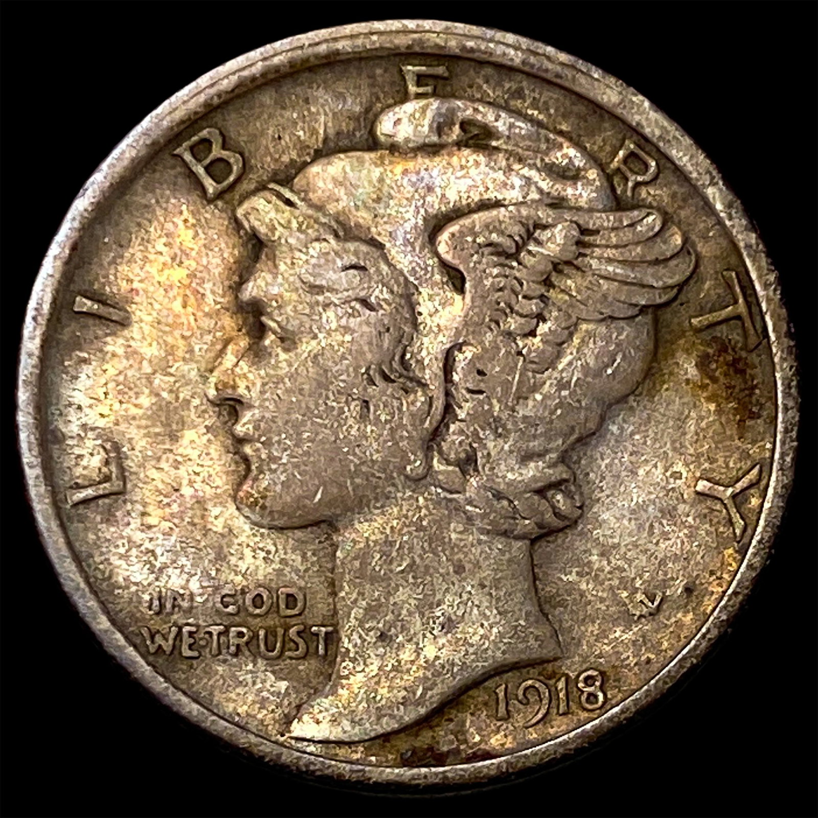 1918-S Silver Mercury Dime NEARLY UNCIRCULATED: 1918-S Silver Mercury Dime NEARLY UNCIRCULATED